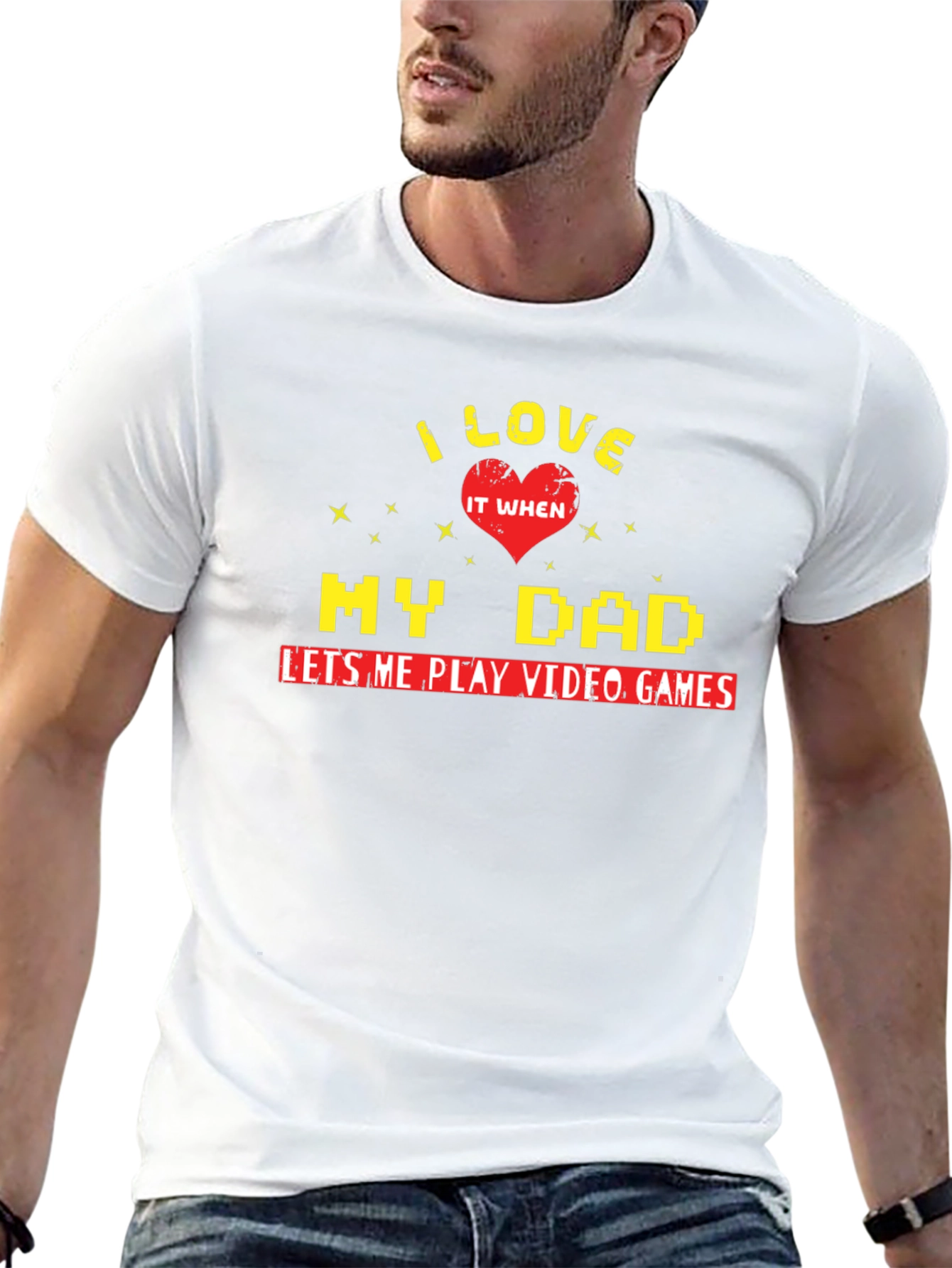 I Love My Dad Video Games Black T-Shirt