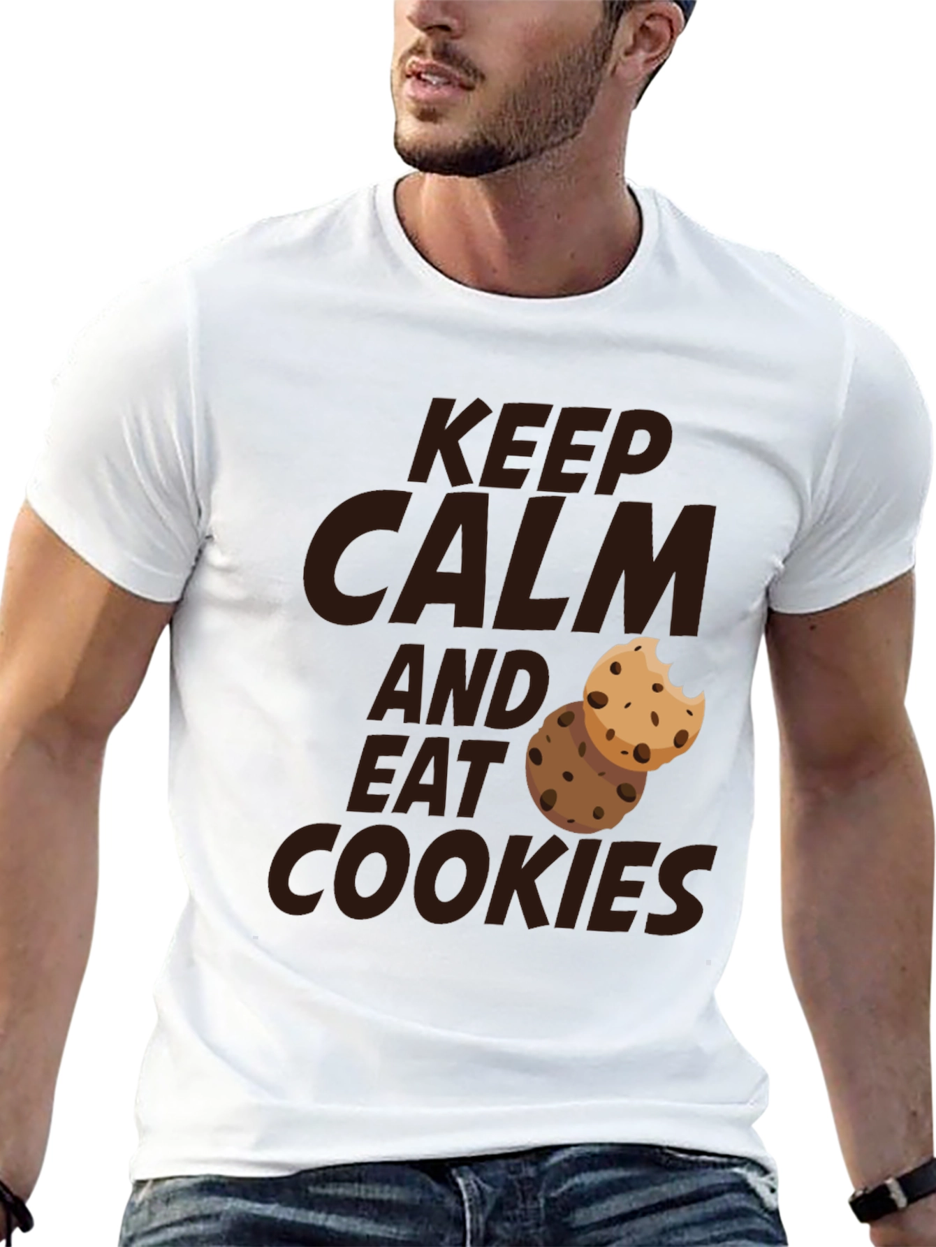Keep Calm and Eat Cookies - Novelty Graphic T-Shirt