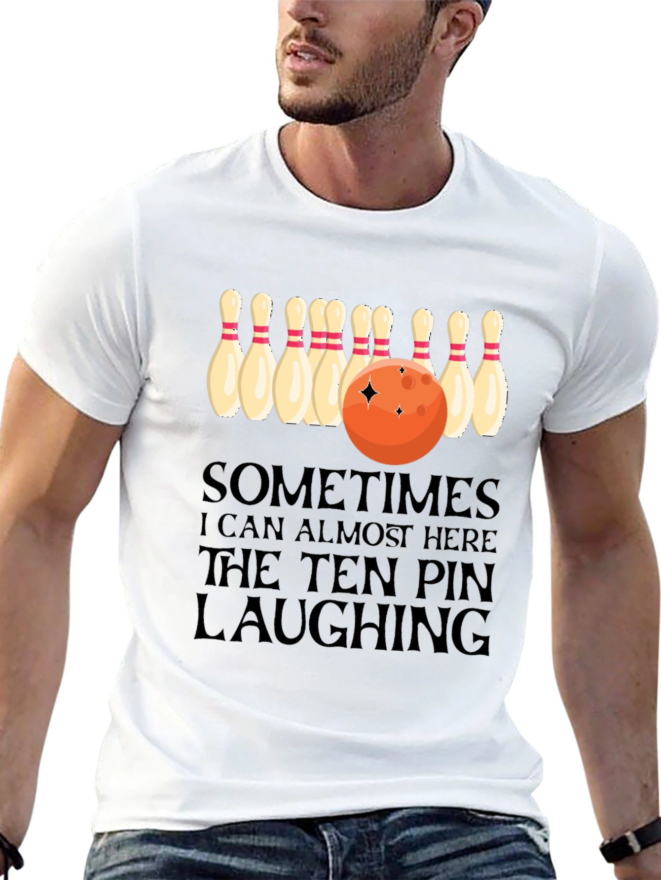 Bowling Humor T-Shirt: Ten Pin Laughing Graphic Tee