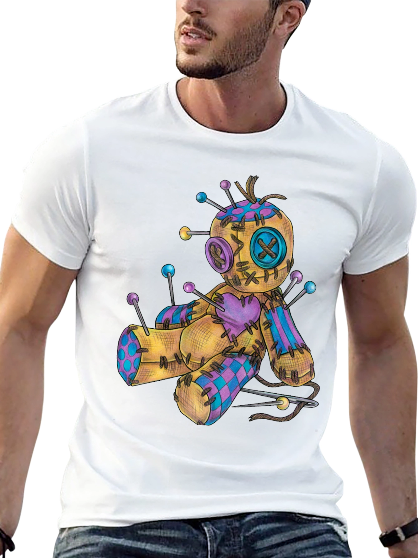 Voodoo Doll Graphic Tee - Black Cotton Shirt