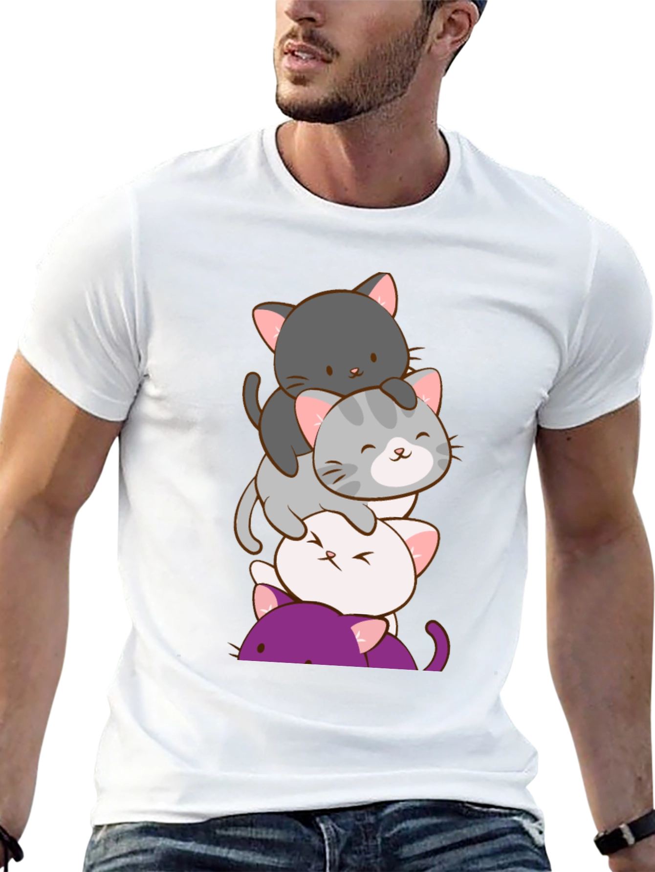 Stack of Cute Cats Graphic T-Shirt