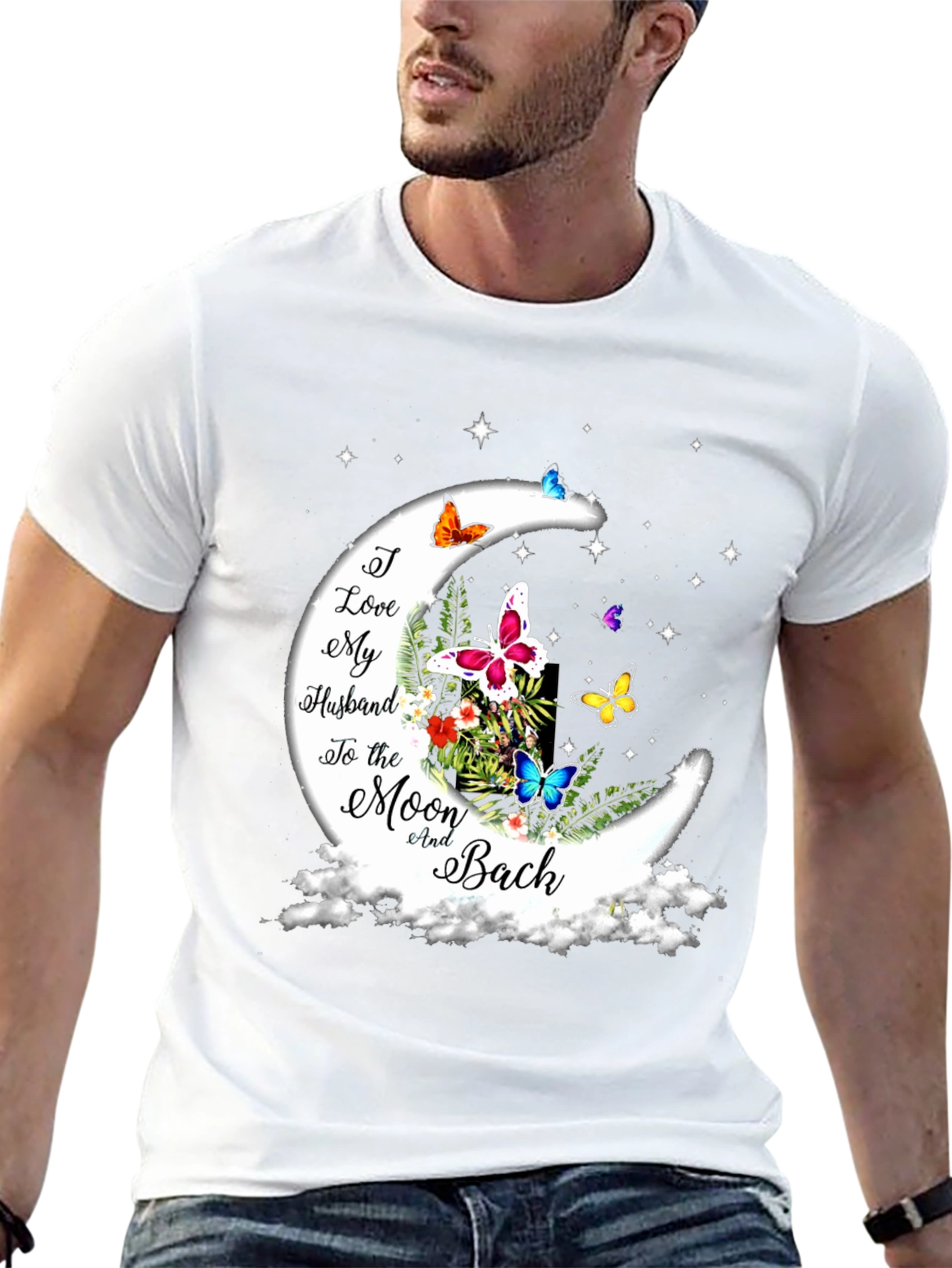 I Love My Husband Moon Butterfly Graphic Tee