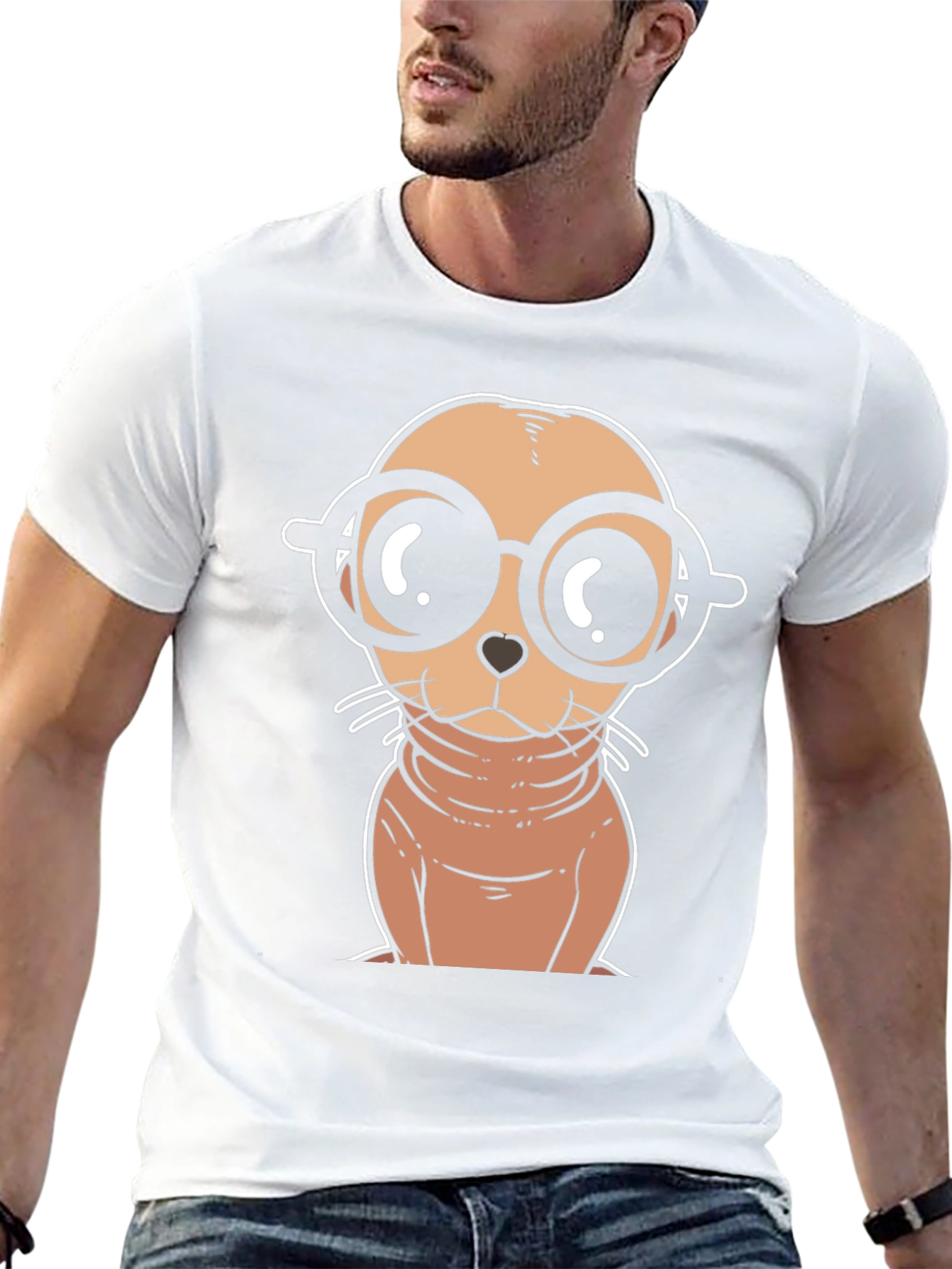 Cartoon Seal with Glasses T-Shirt