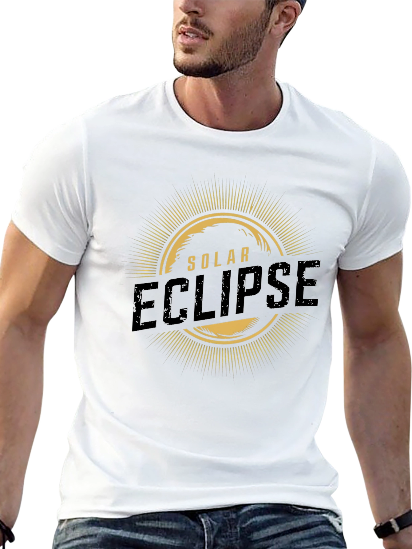 Solar Eclipse Graphic Print Mens Black T-Shirt