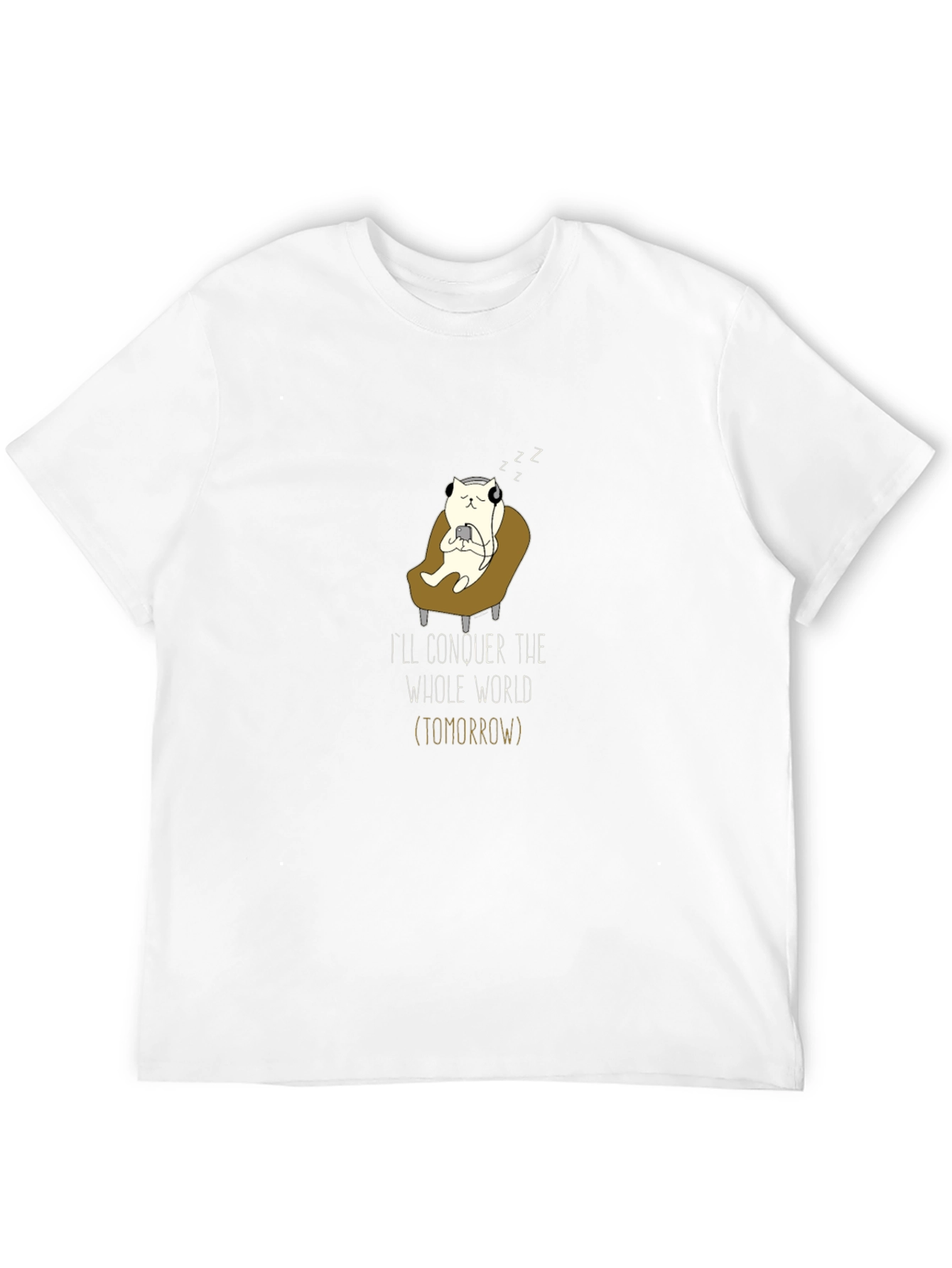 Conquer Tomorrow T-Shirt - Lazy Cat Gamer Design