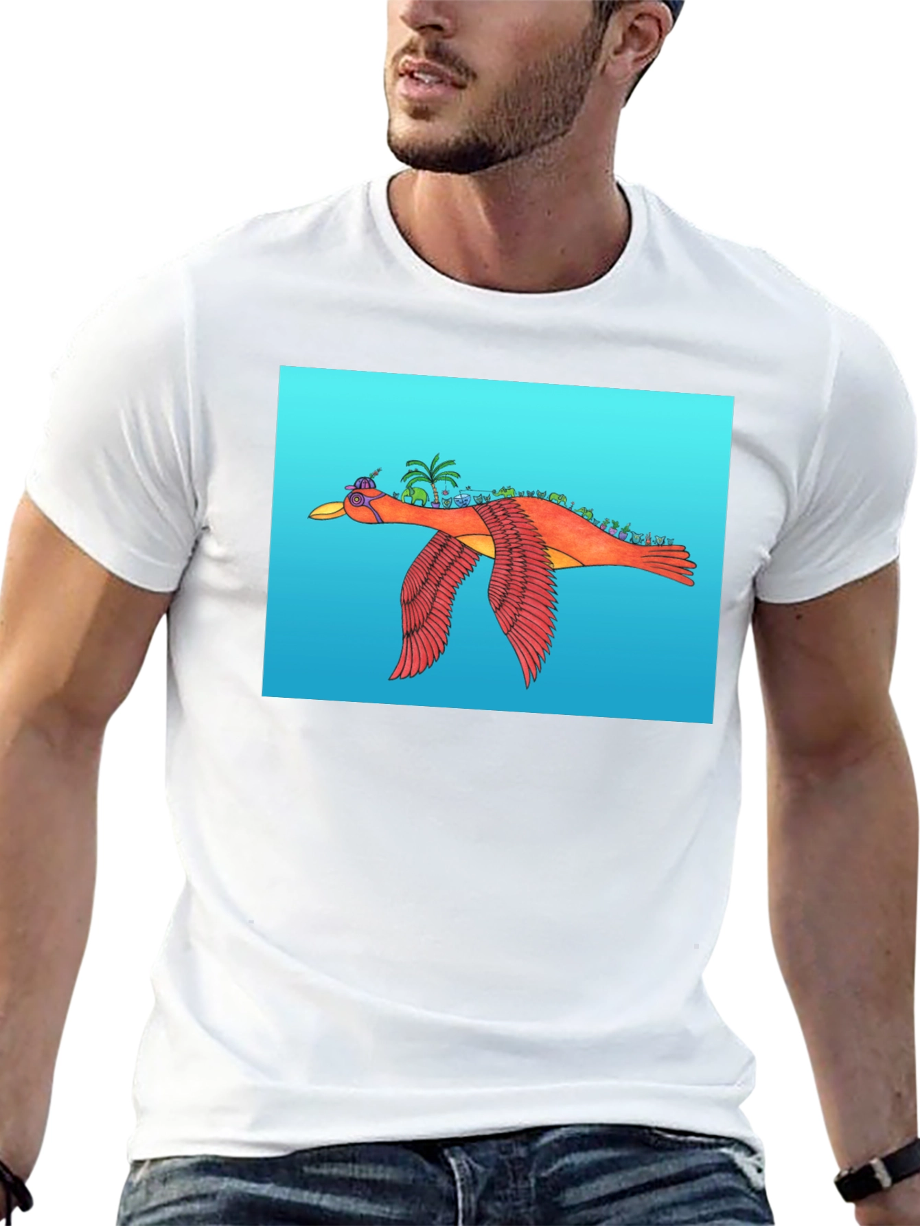 Flying Island Bird Graphic Tee