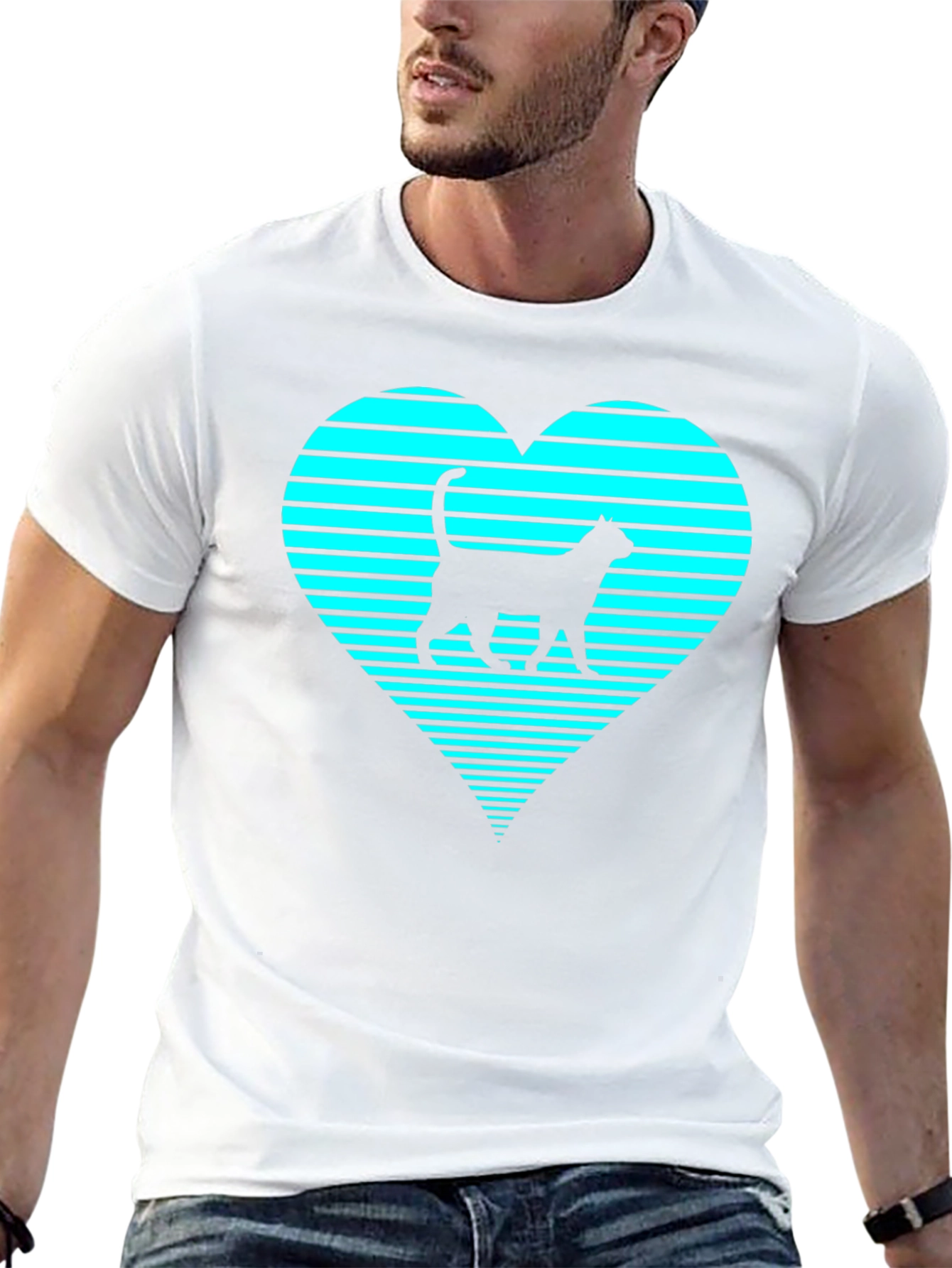 Cat Heart T-Shirt - Modern Graphic Tee