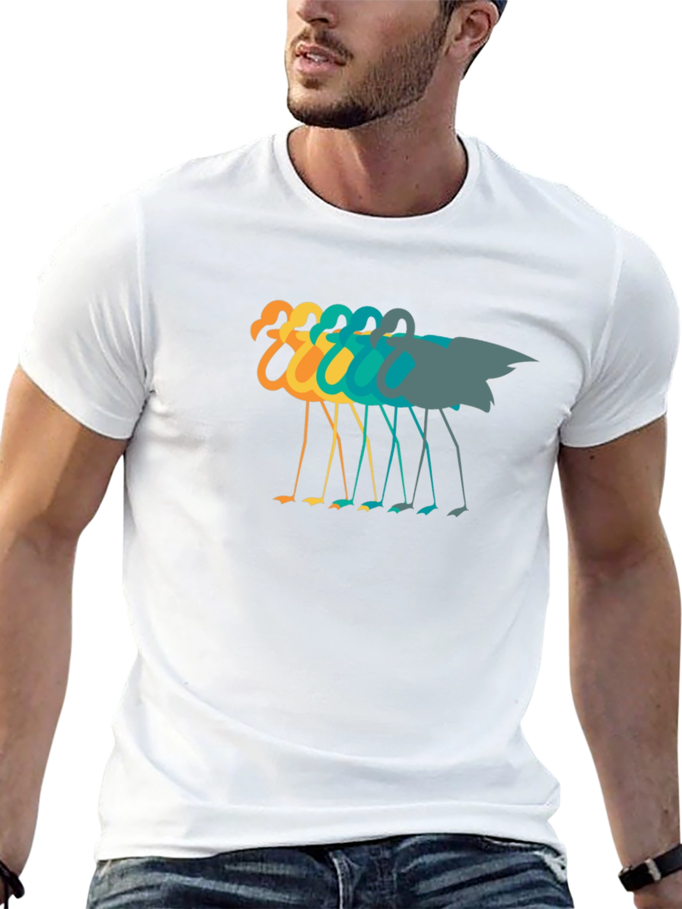 Retro Flamingo Graphic Tee - Black