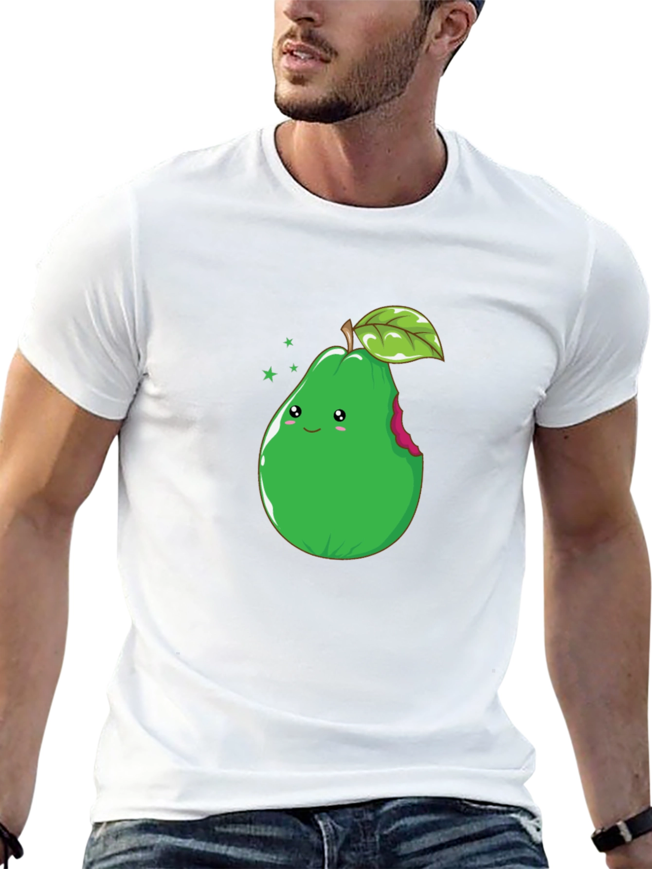 Cute Pear Graphic Tee - Black Cotton T-Shirt