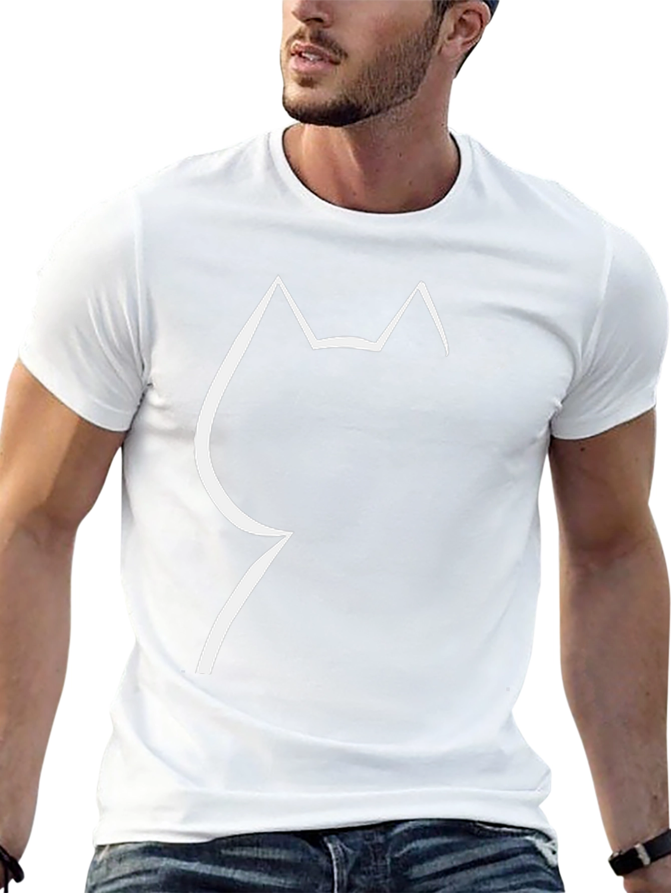 Minimalist Cat Silhouette Black T-Shirt