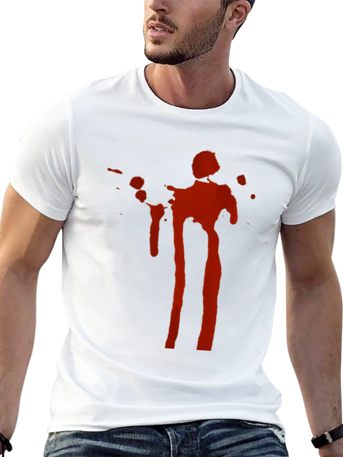 Statement Tee: Red Ink Splatter Graphic Black T-Shirt