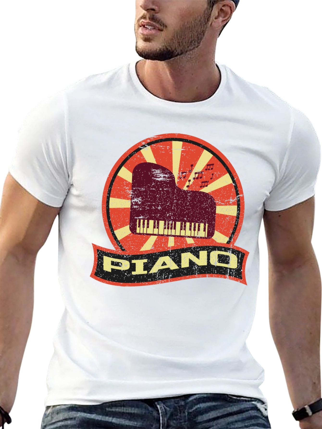 Retro Piano T-Shirt - Musician Style Tee