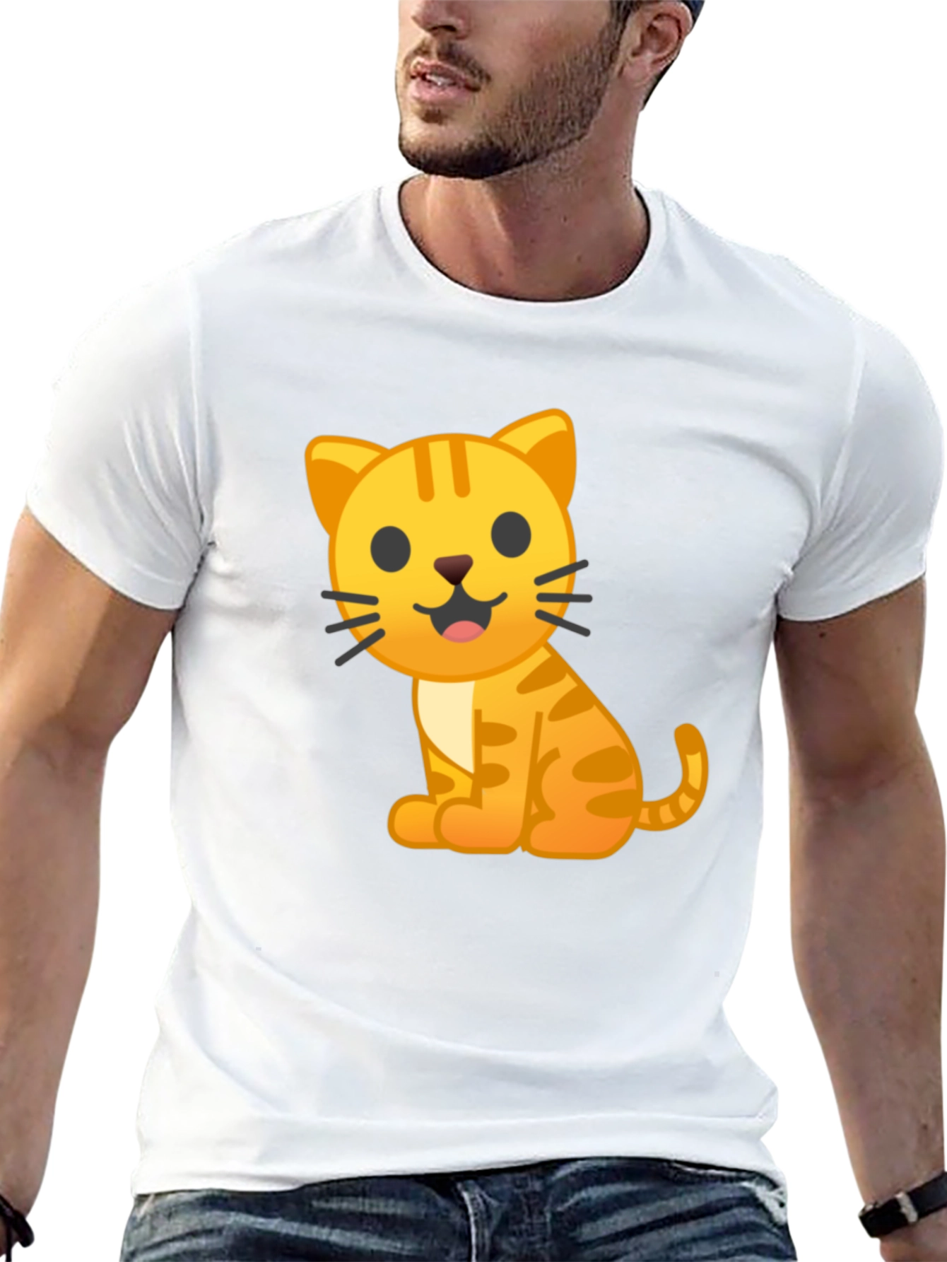 Cute Cat Emoji Graphic T-Shirt