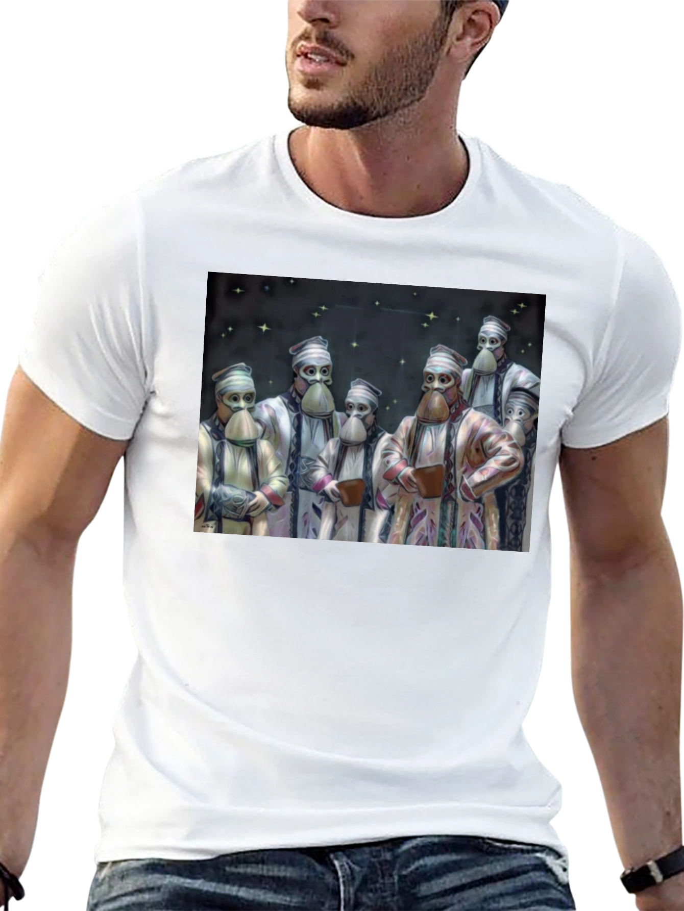 Masked Figures Graphic Black T-Shirt
