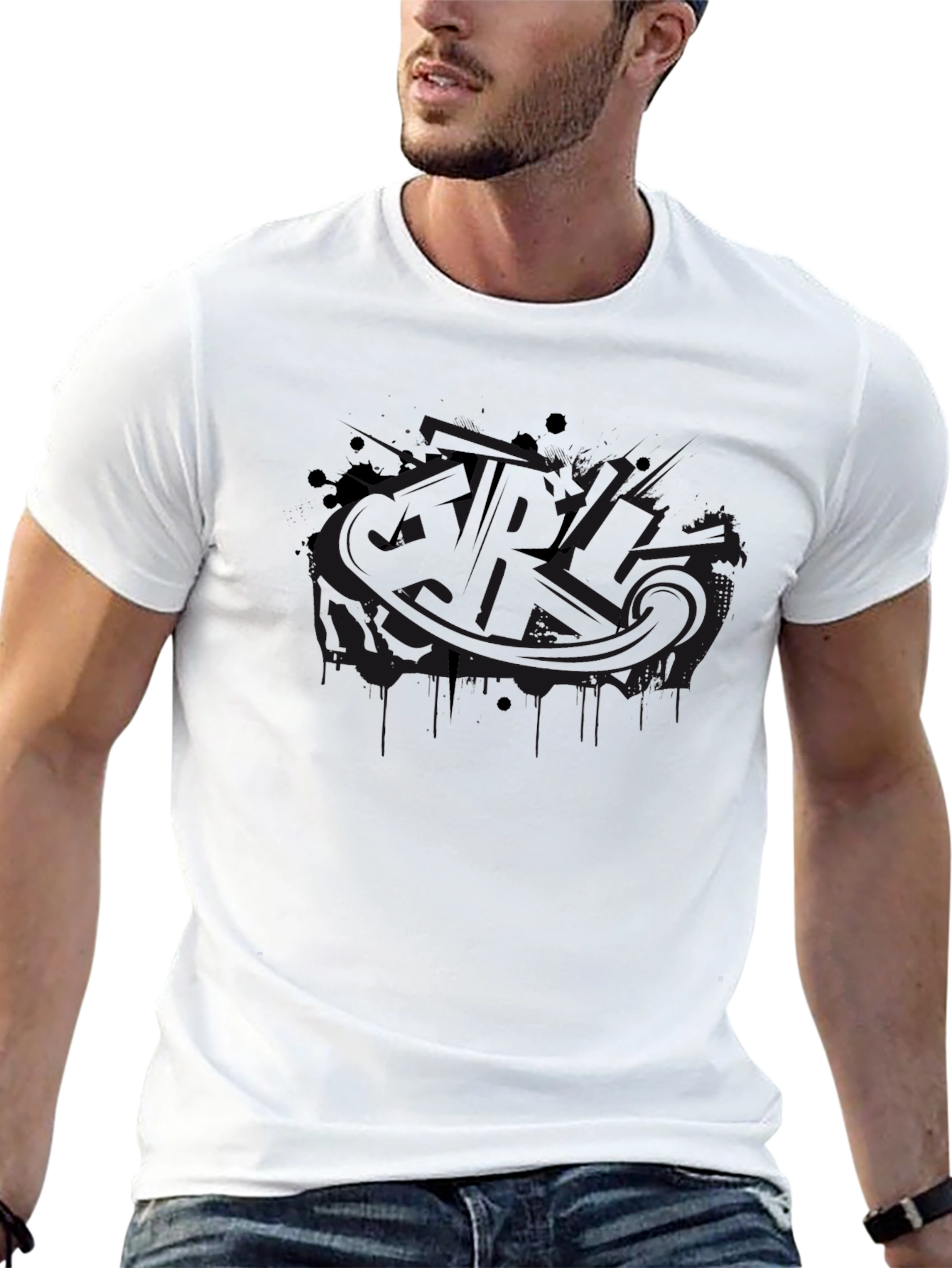 Mens Black Graphic Print T-Shirt