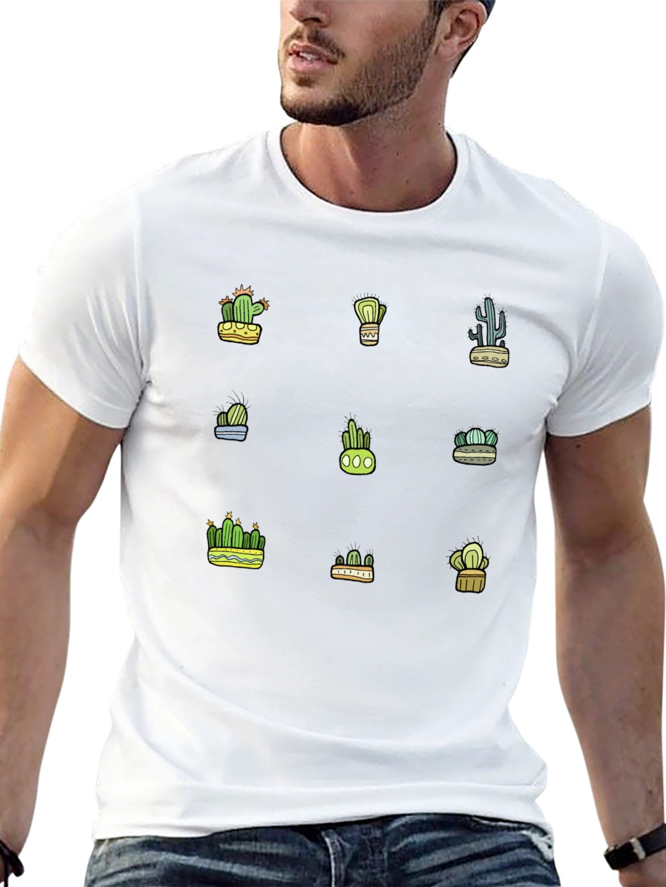 Cactus Print Tee - Stylish Desert Plants Graphic T-Shirt