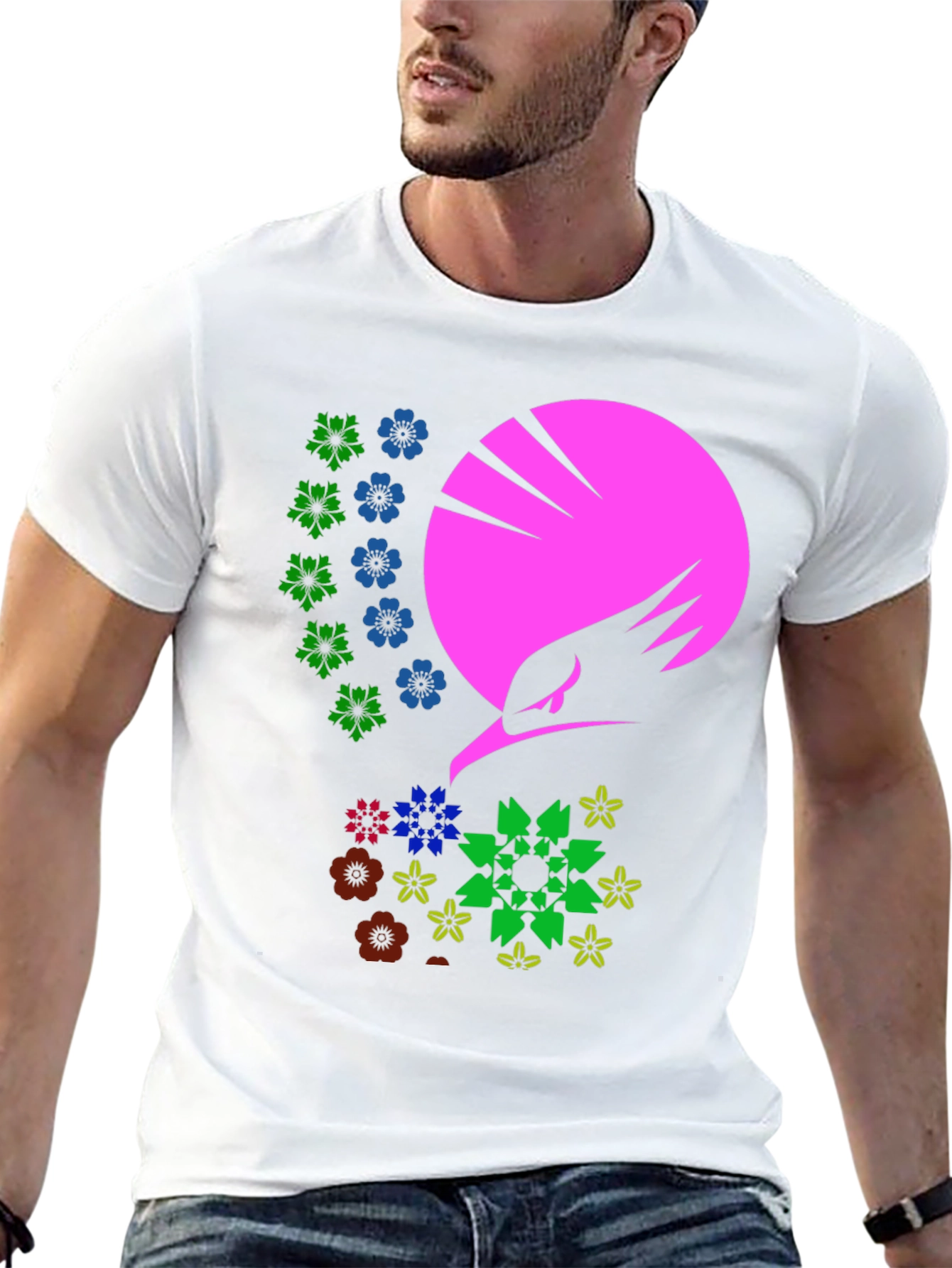 Floral Eagle Graphic Tee - Unique Design
