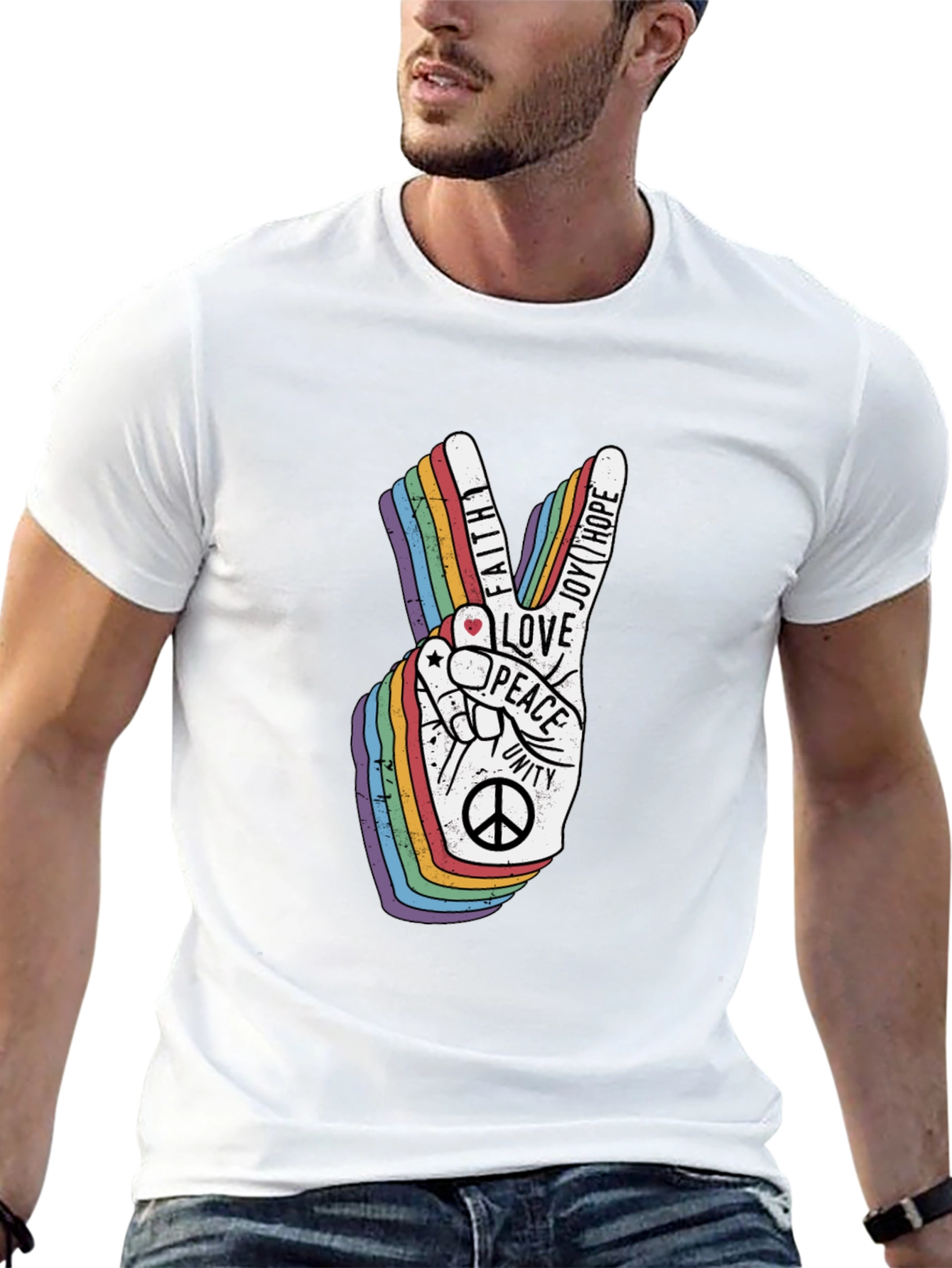 Peace Love Unity Rainbow Graphic T-Shirt