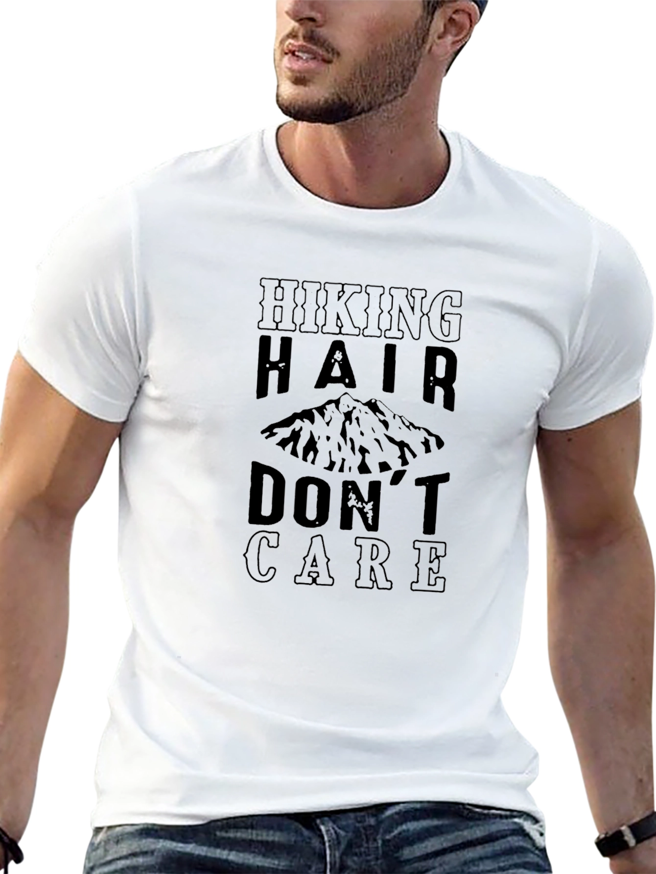 Hiking Hair Dont Care T-Shirt Black Mountain Graphic