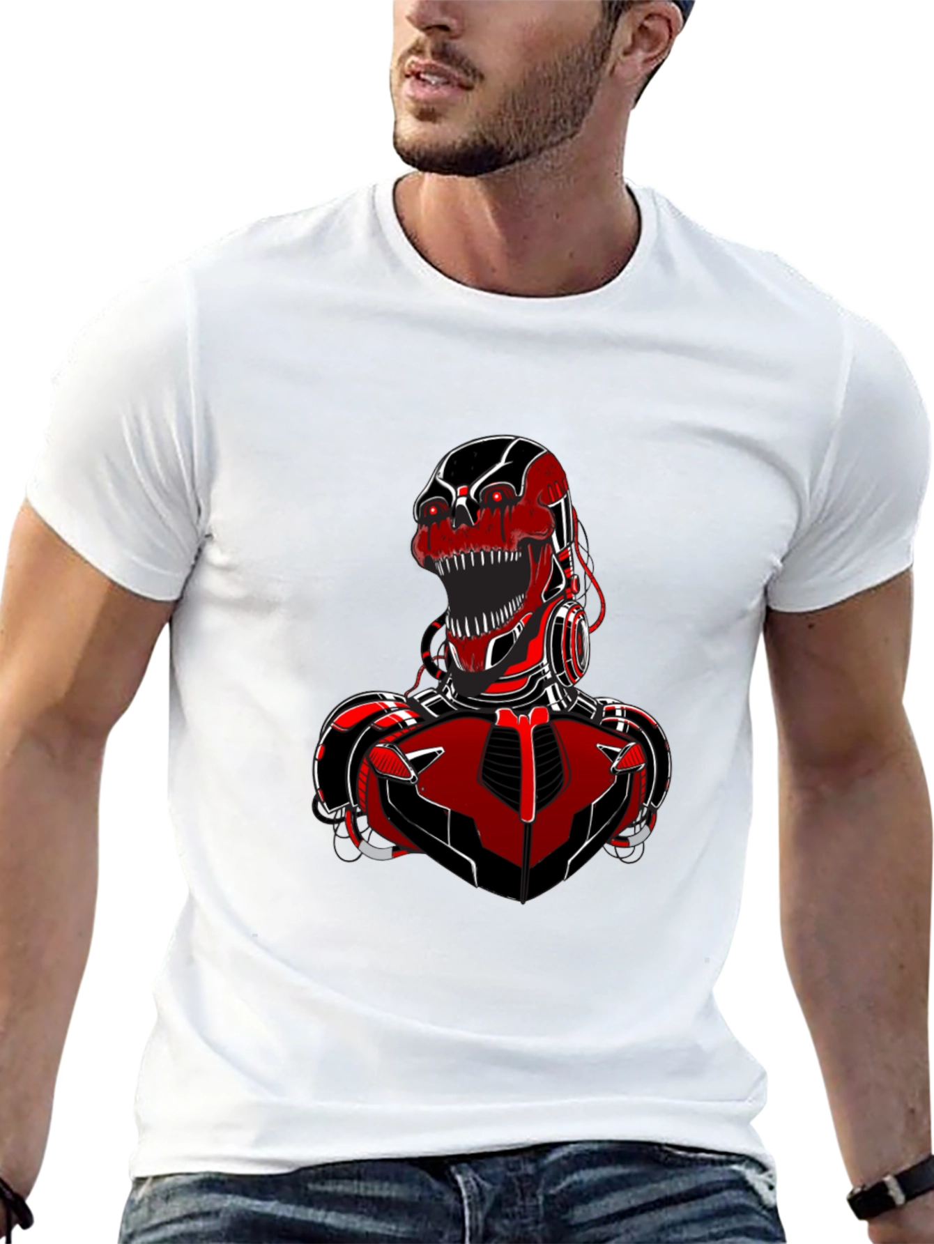 Red & Black Robot Graphic T-Shirt