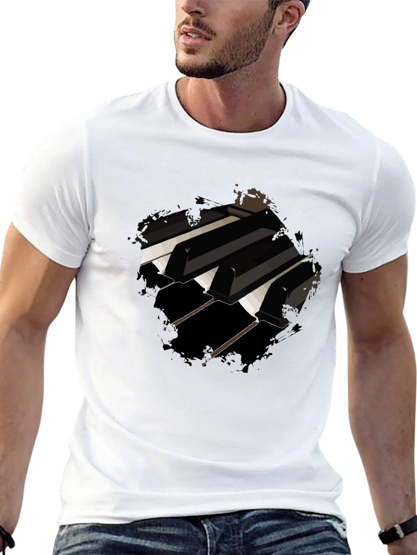 Piano Keys Graphic Black T-Shirt
