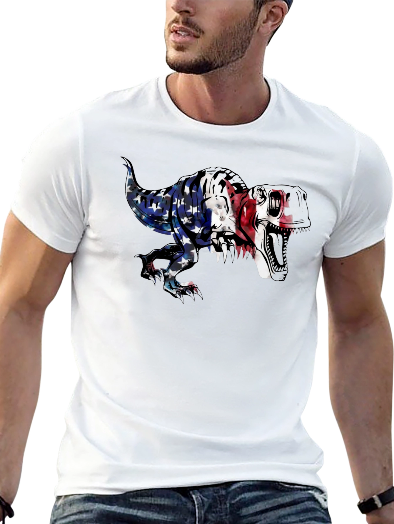USA Dinosaur T-Shirt - Patriotic Graphic Tee