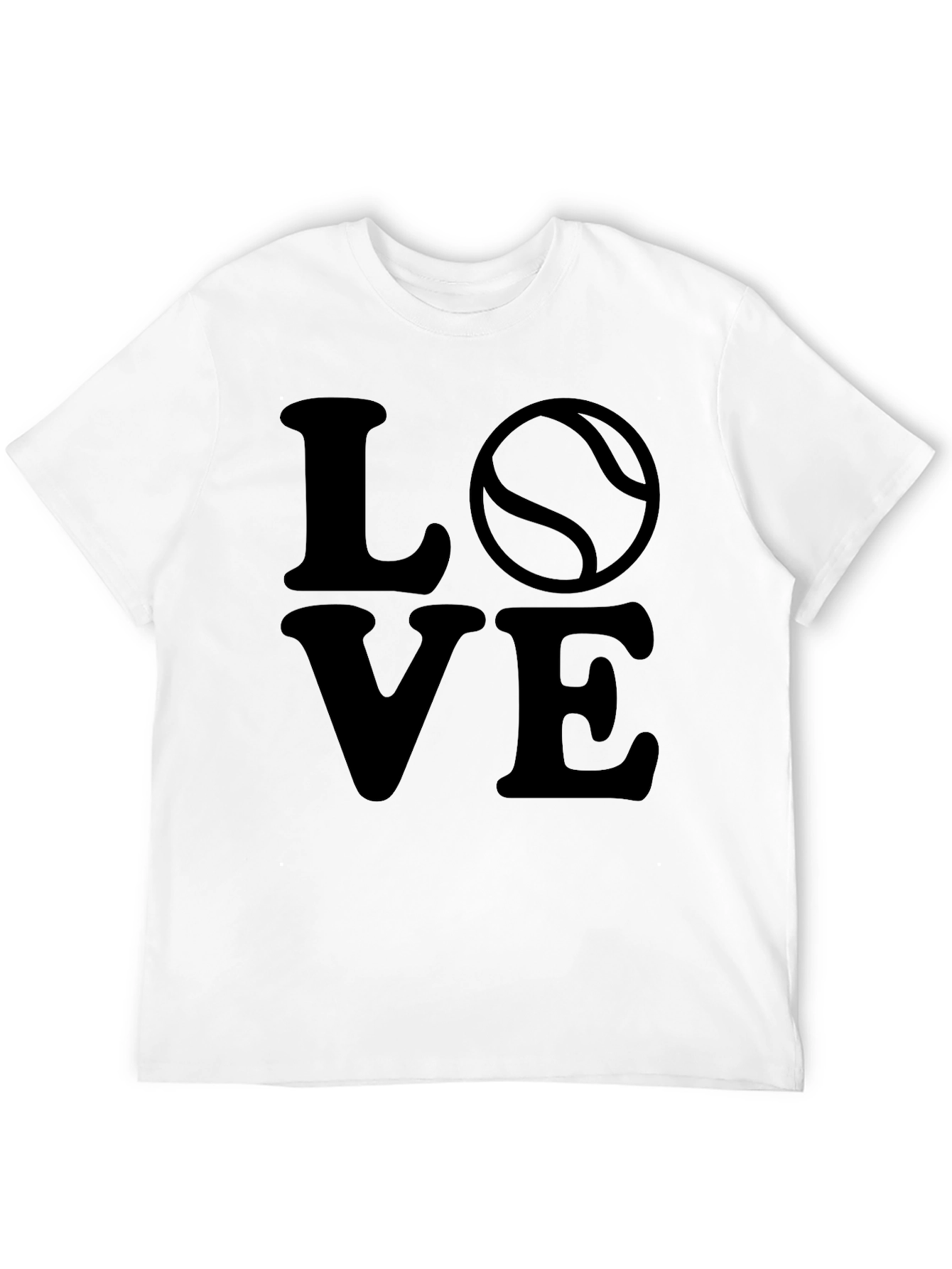 LOVE Tennis Graphic Tee - Black Cotton Casual Shirt