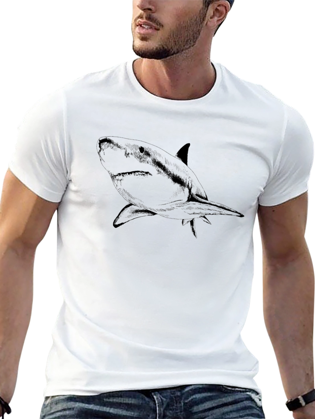 Mens Black Shark Graphic T-Shirt