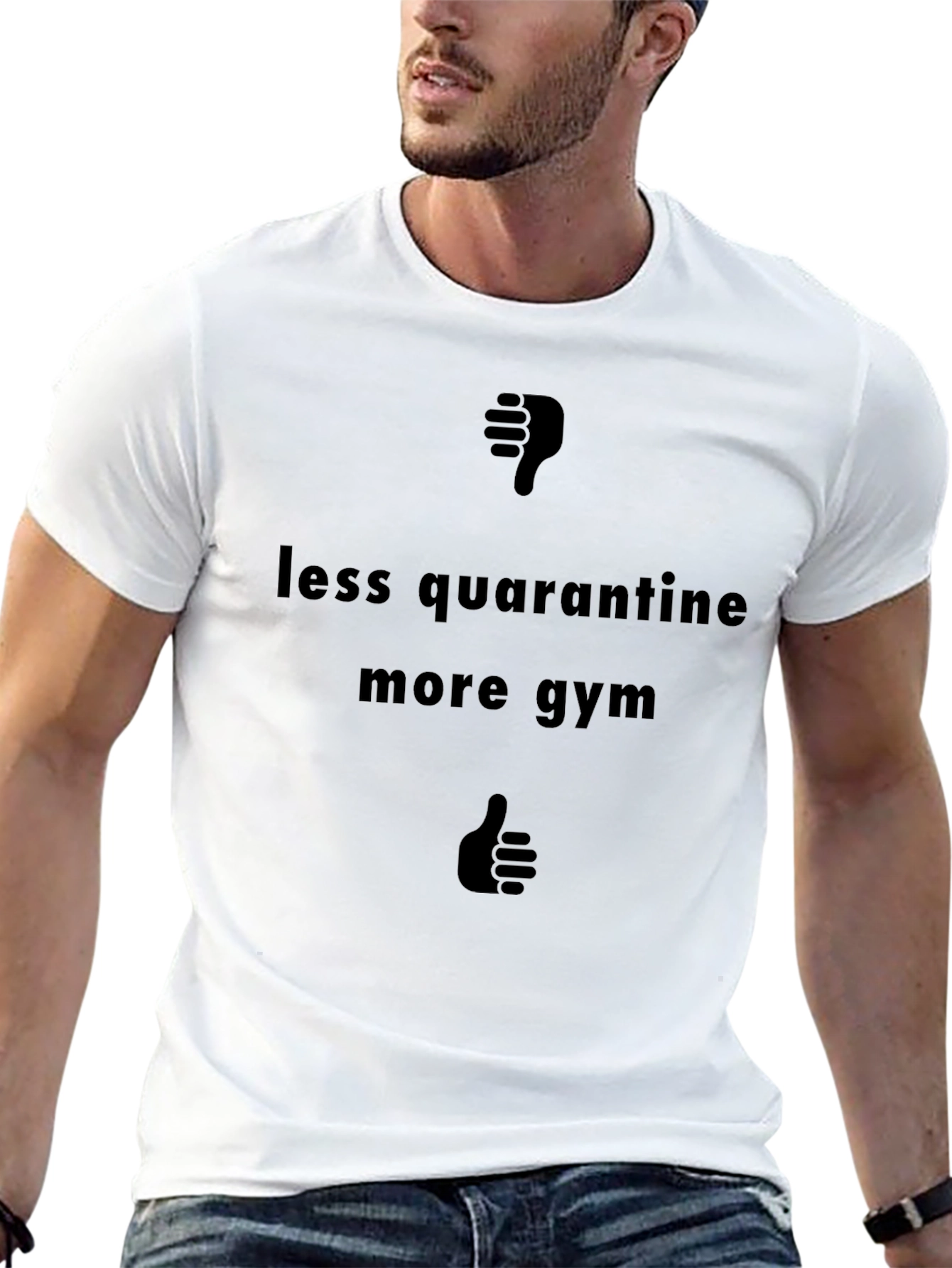Less Quarantine More Gym Black Graphic Tee