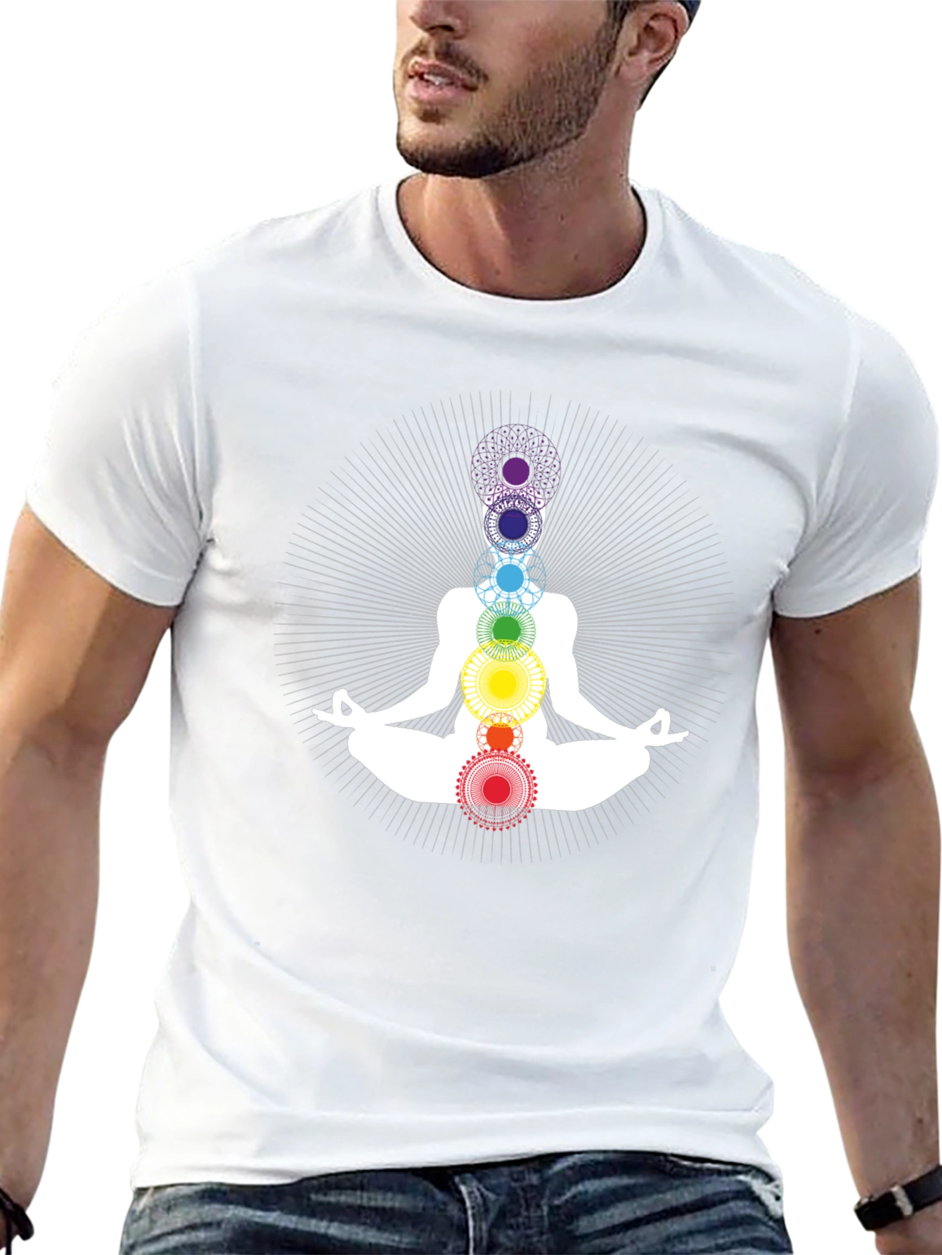 Chakra Meditation Graphic Black T-Shirt