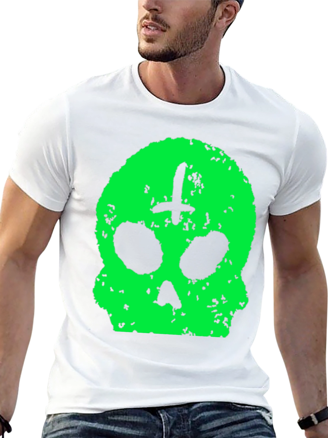 Skull & Cross T-Shirt - Green Graphic Print
