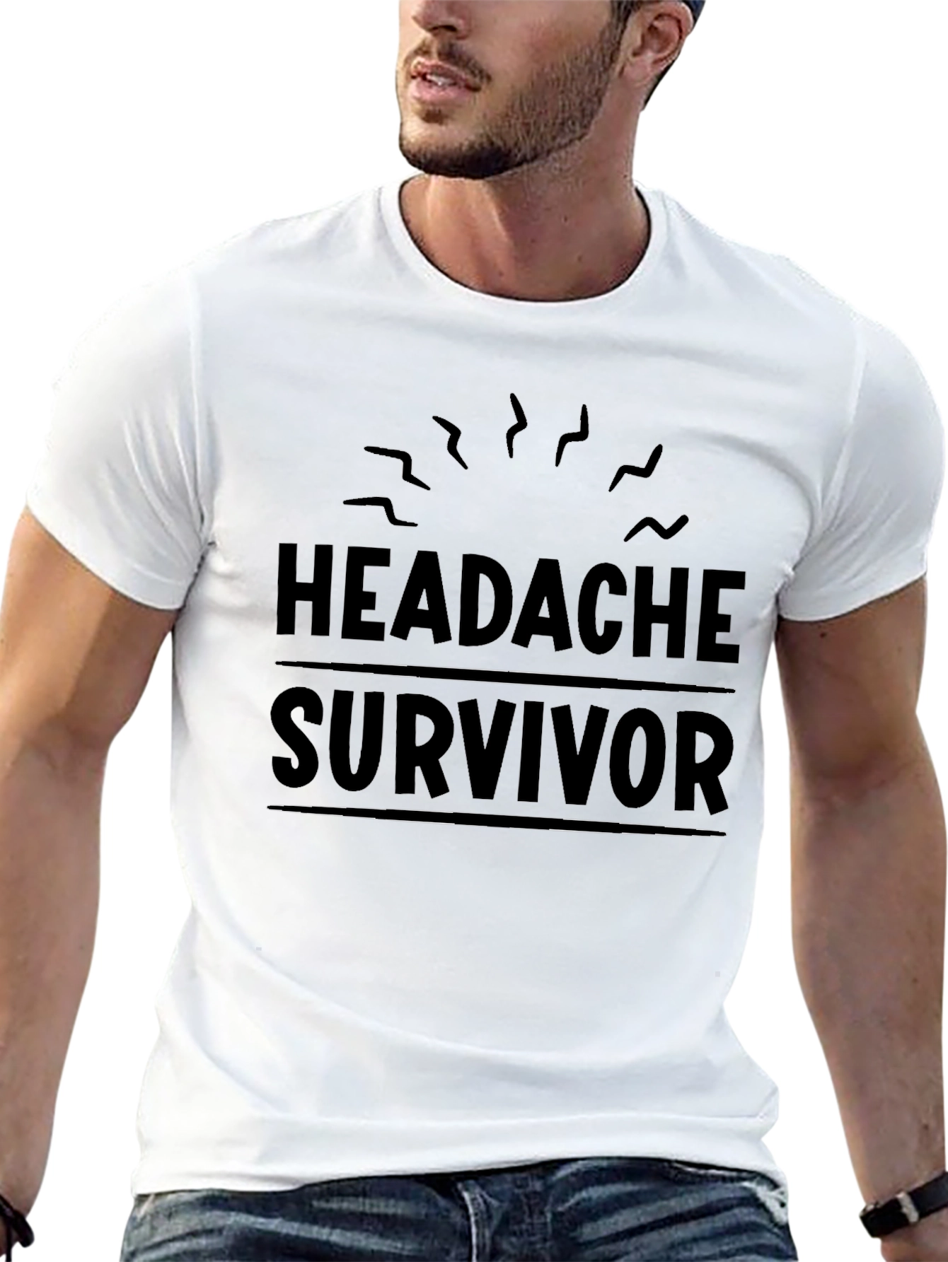 Headache Survivor Black Cotton Tee