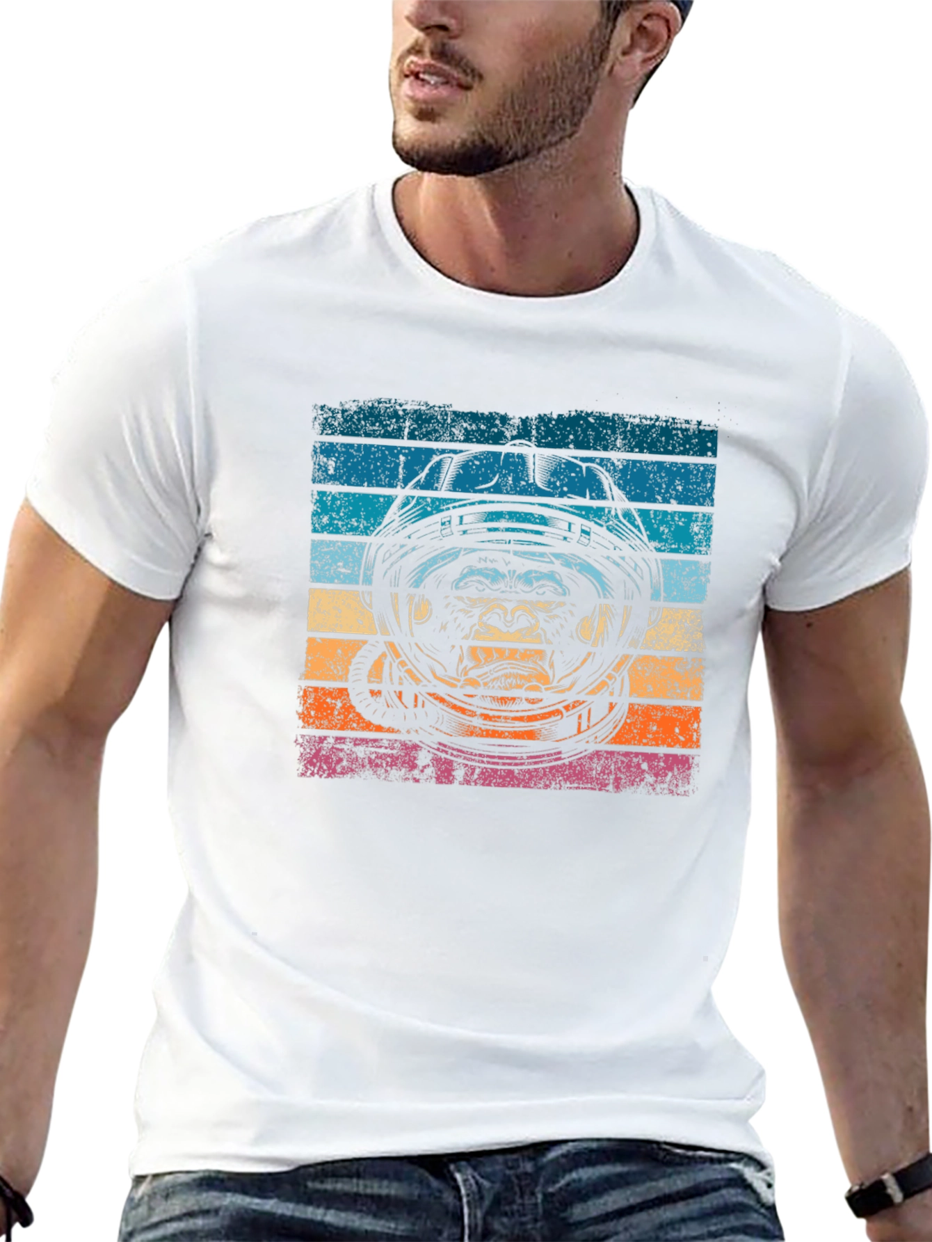 Retro Ape Astronaut Graphic T-Shirt