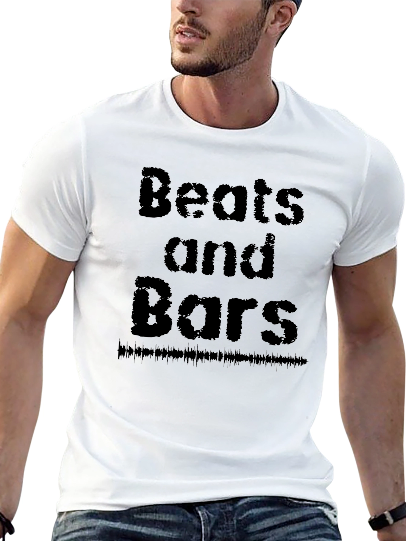 Beats and Bars Graphic Tee - Black Cotton T-Shirt