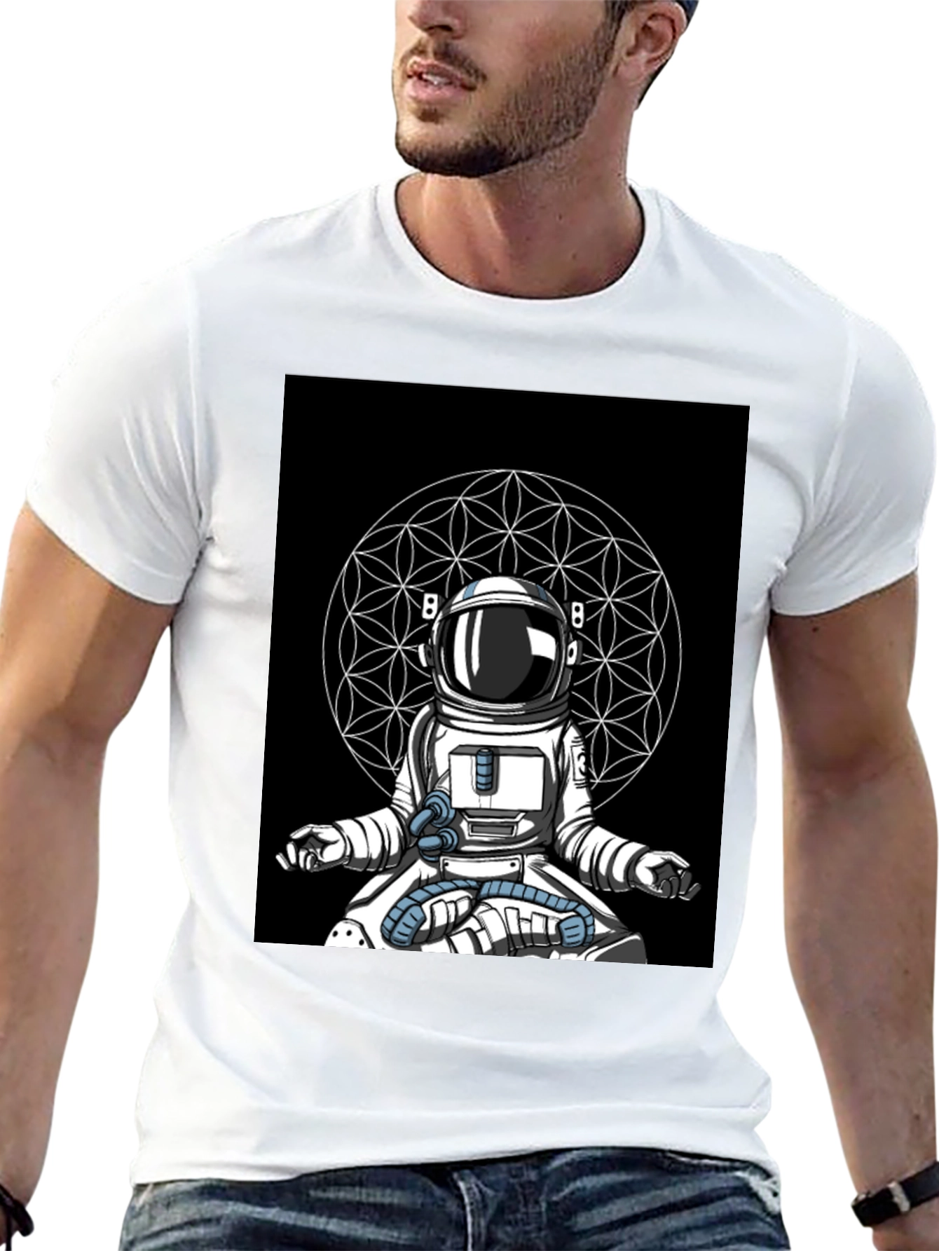 Meditating Astronaut T-Shirt - Black