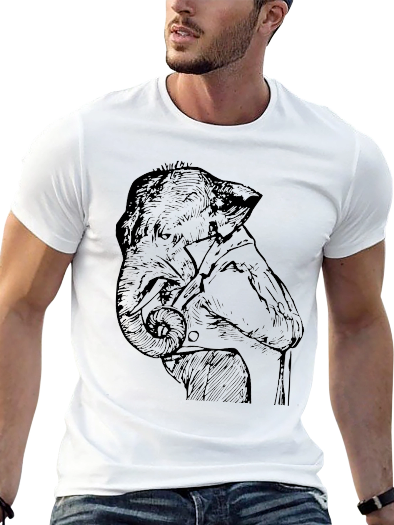 Elephant Tuxedo Graphic Tee - Unique Animal Lovers Shirt