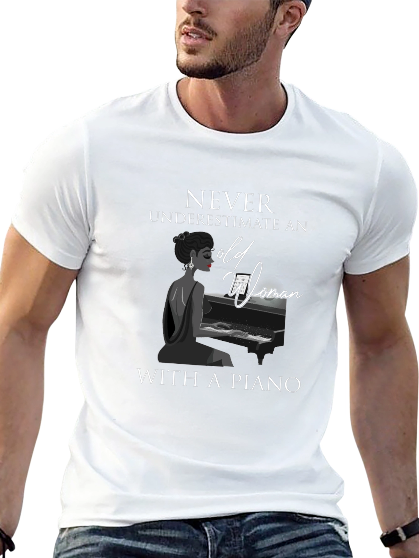 Never Underestimate Old Woman With Piano T-Shirt