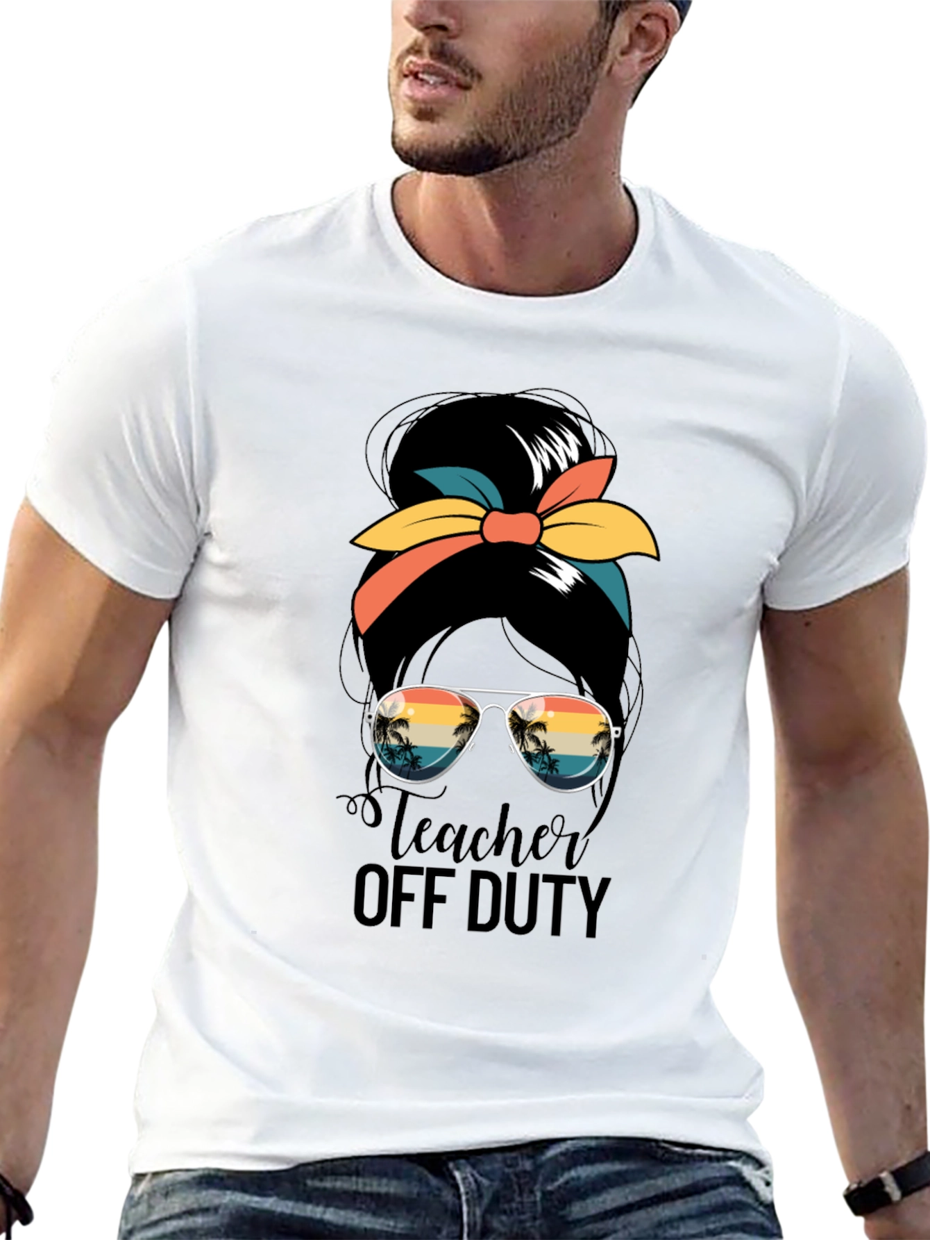 Teacher Off Duty Messy Bun Graphic Tee