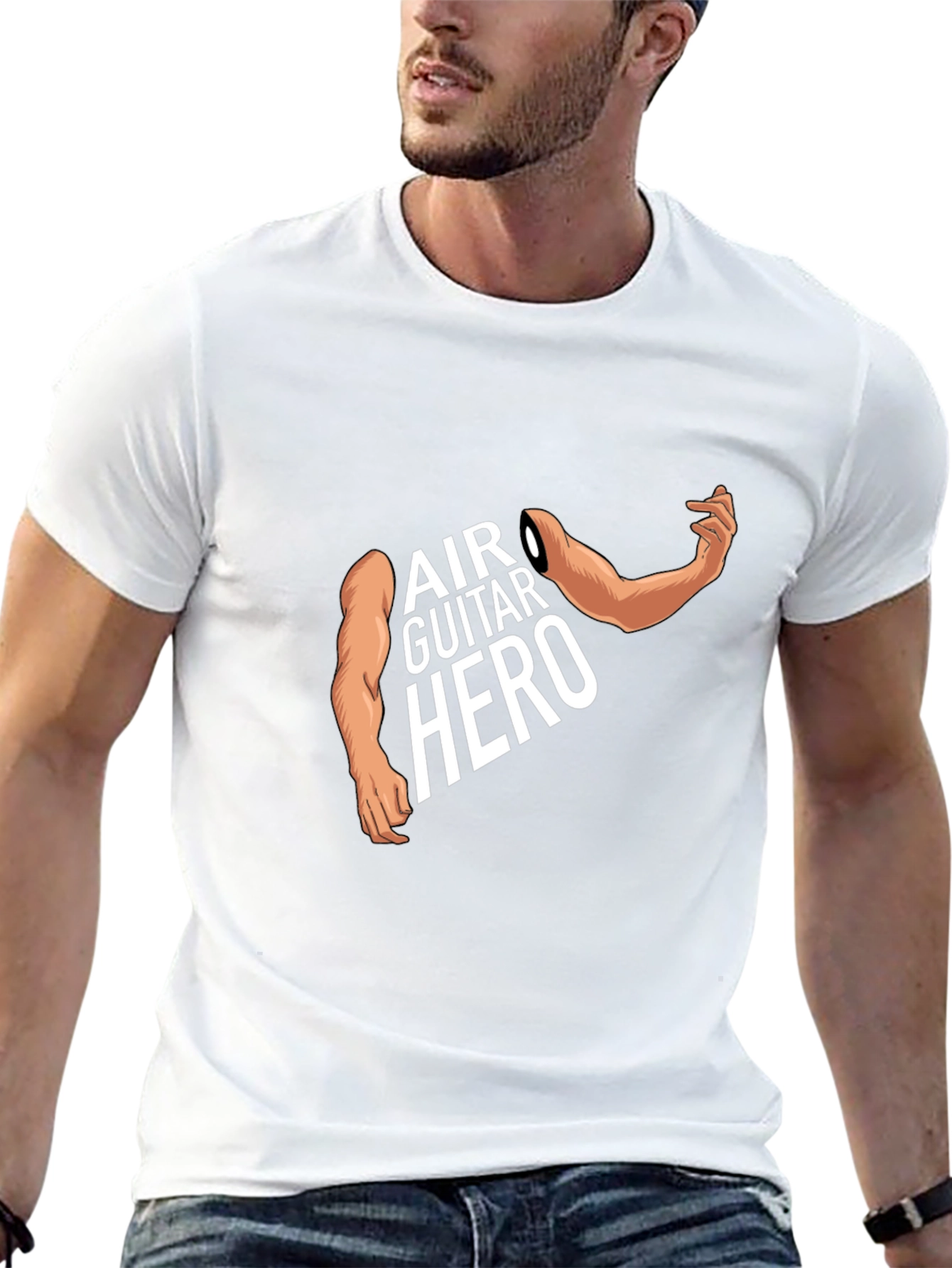 Air Guitar Hero Graphic Tee - Black Cotton T-Shirt