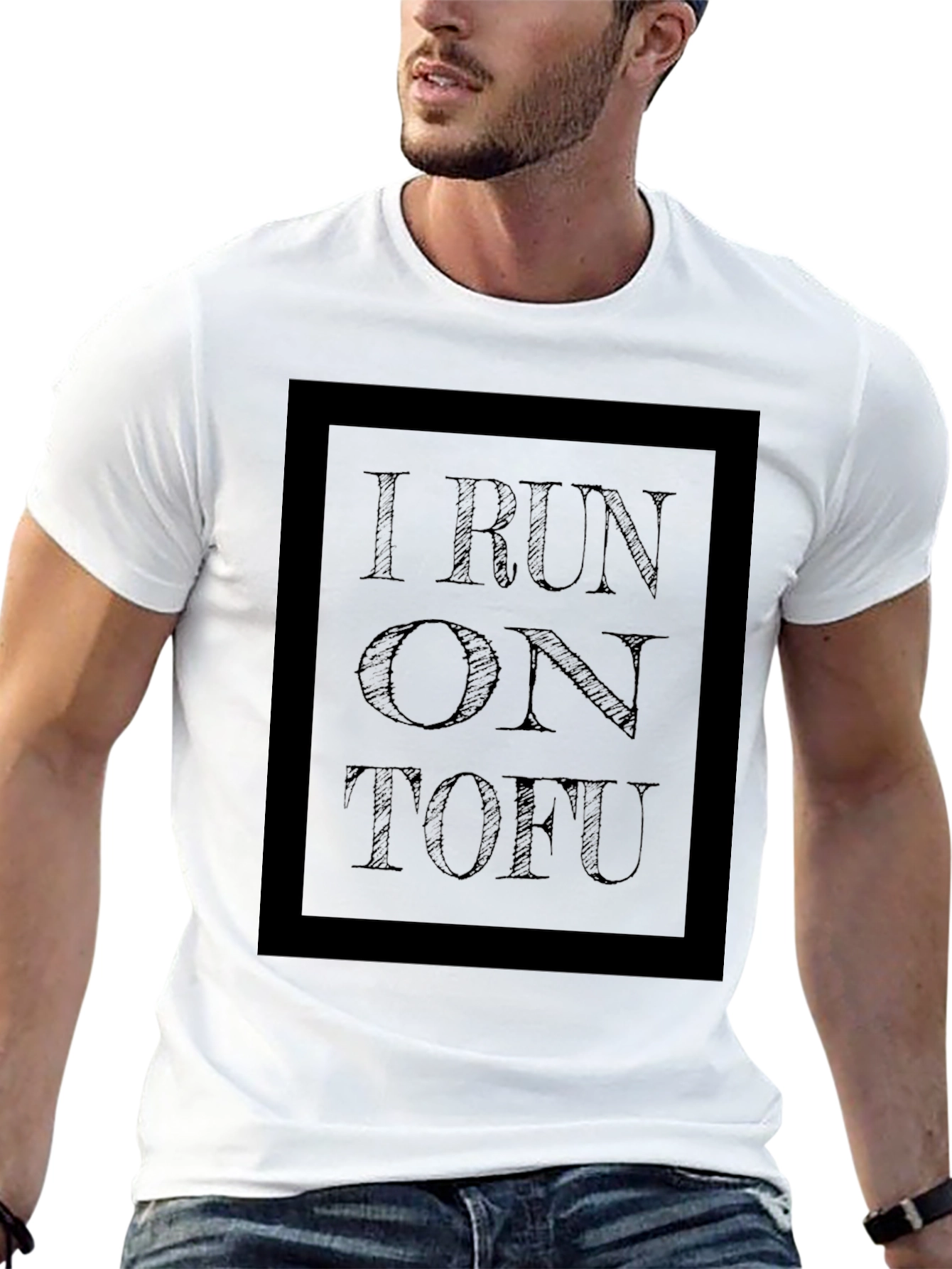I Run on Tofu Black T-Shirt