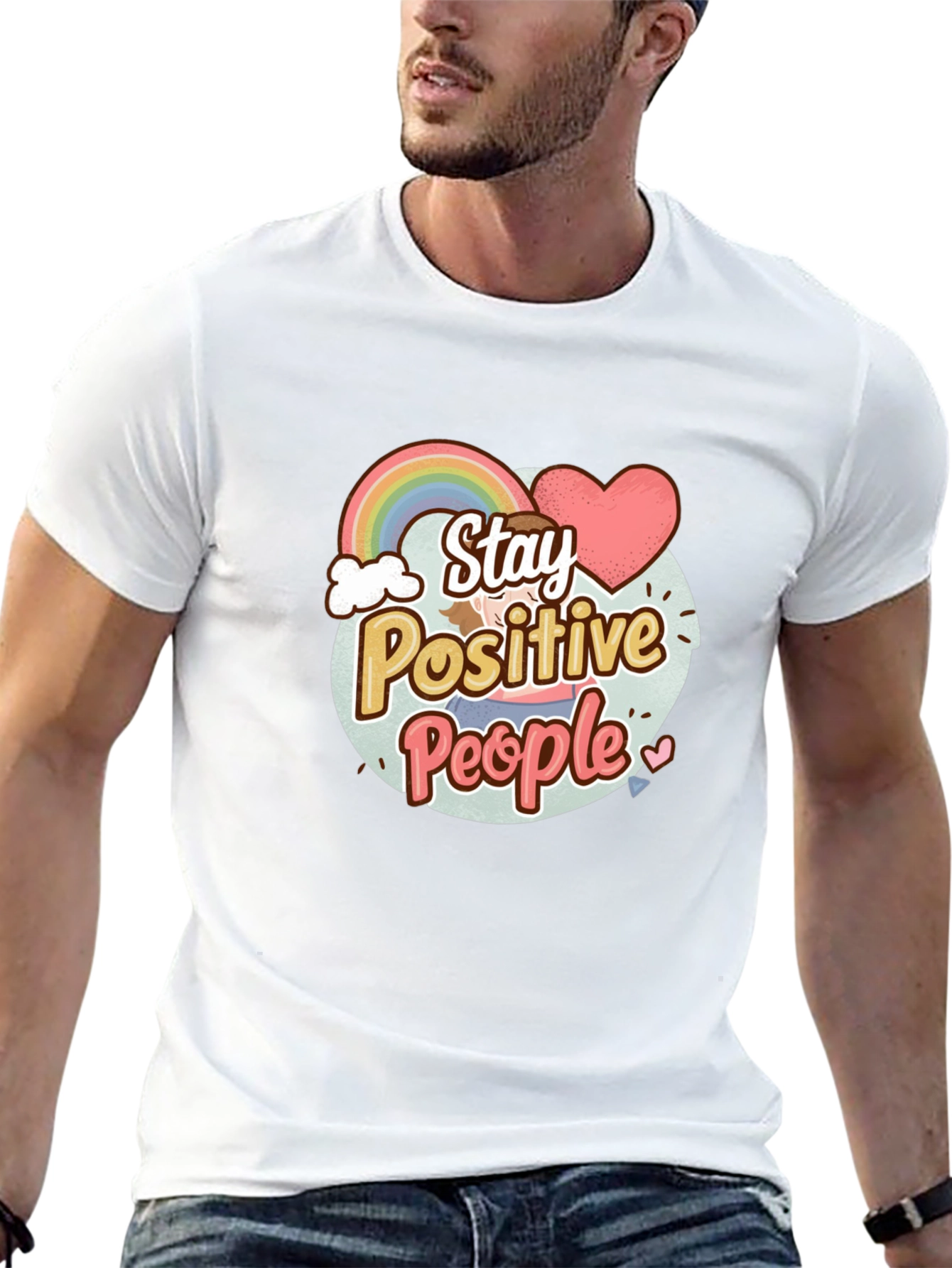 Stay Positive People Graphic Tee - Black
