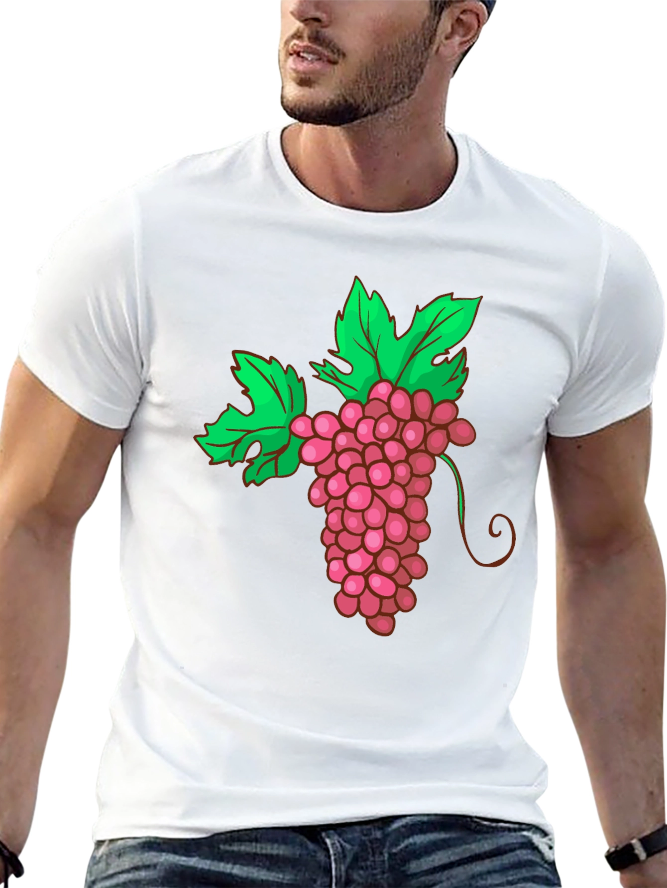 Grape Graphic Tee - Black Cotton Blend T-Shirt
