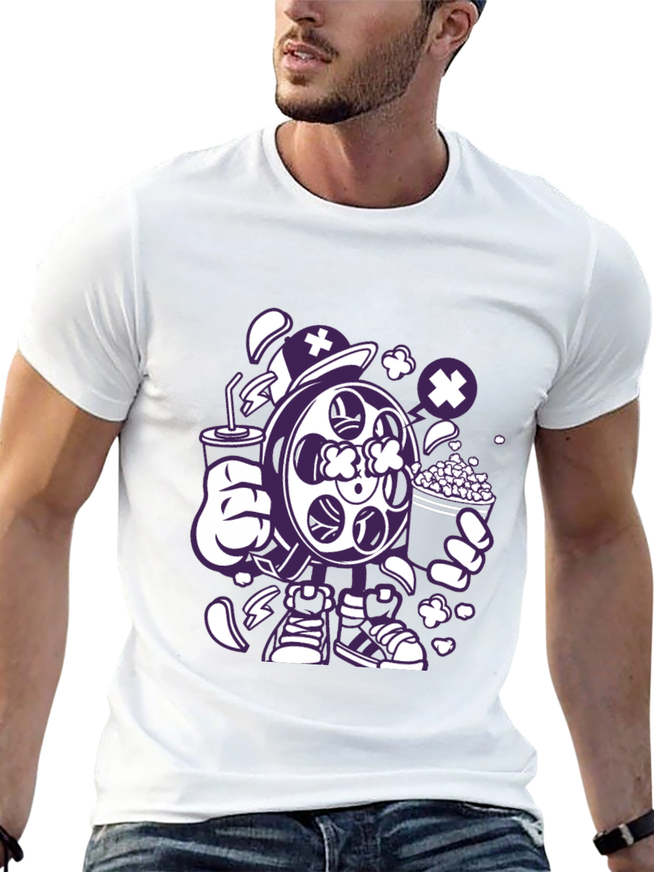 Movie Night T-Shirt - Cartoon Reel & Snacks