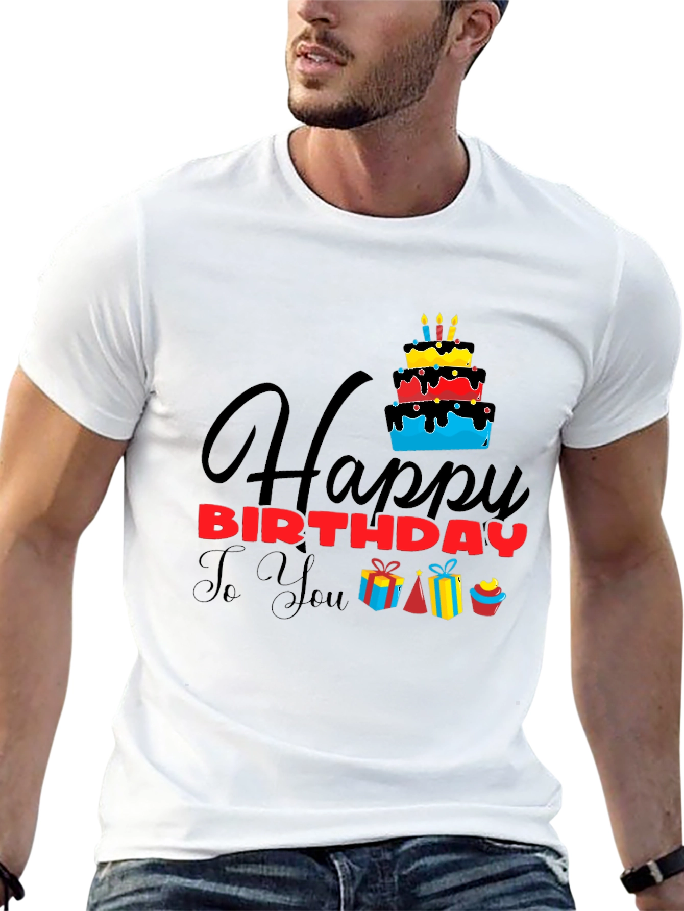 Happy Birthday Graphic Tee | Black Cotton T-Shirt
