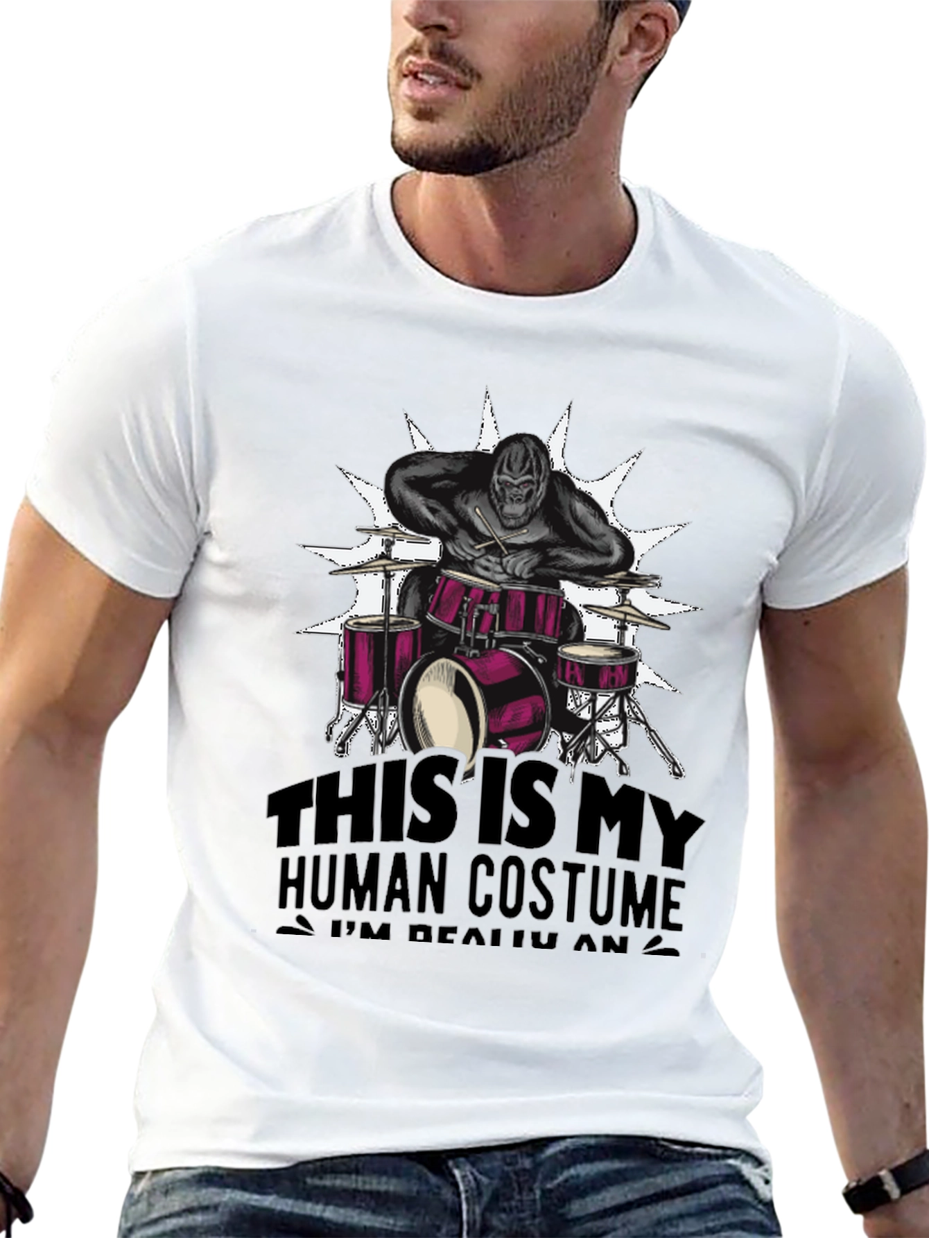 Funny Gorilla Drummer Costume T-Shirt
