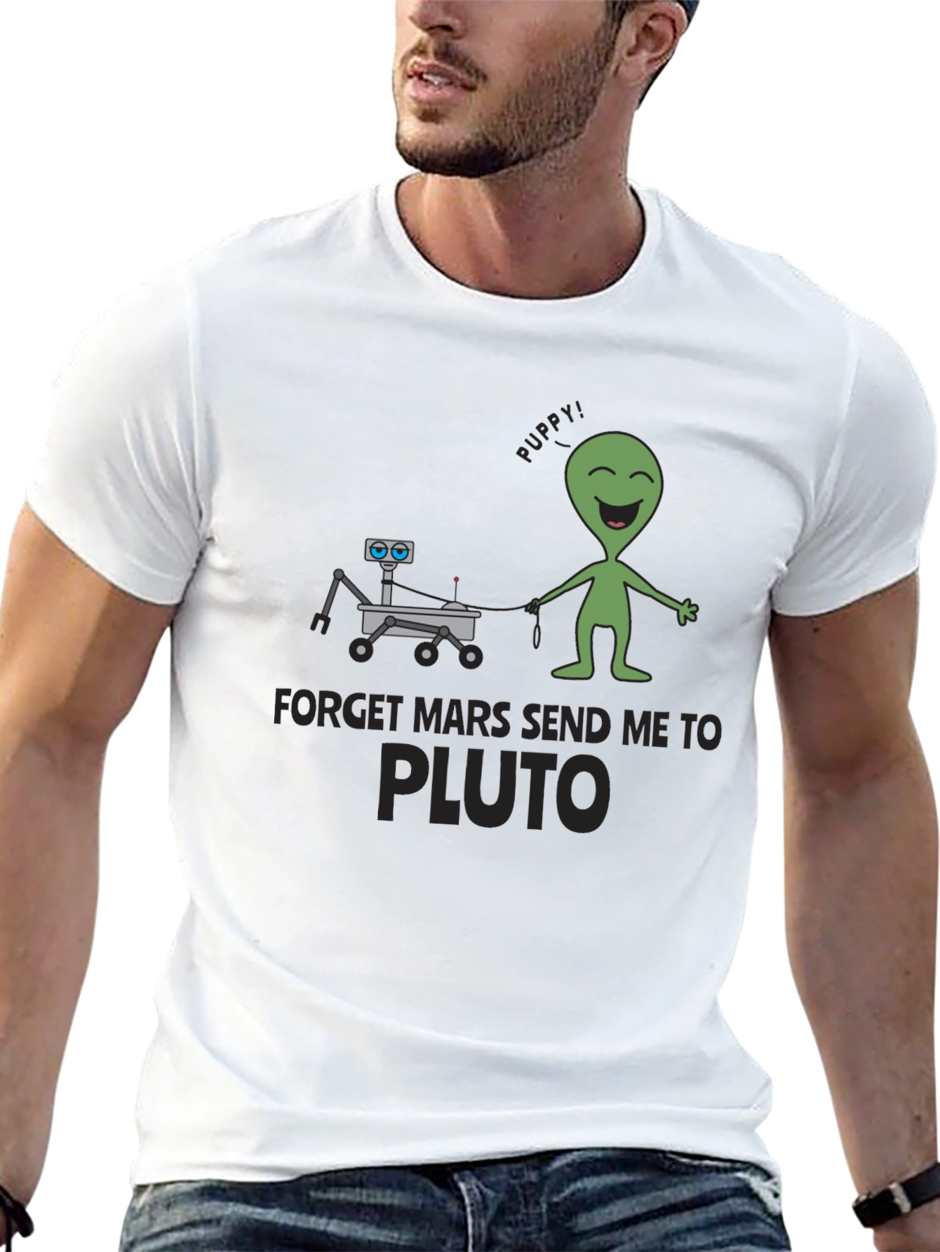 Forget Mars Send Me to Pluto Black T-Shirt