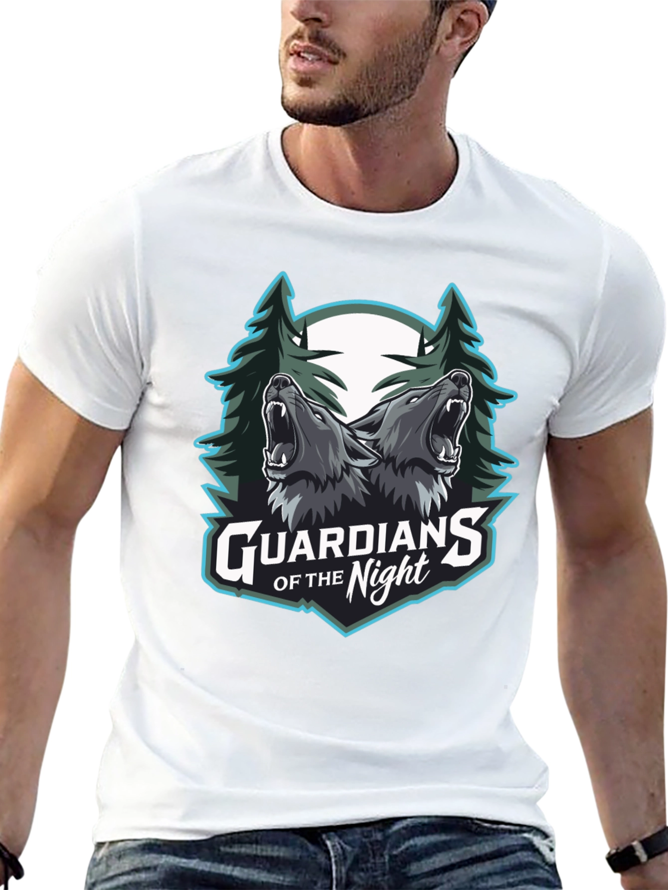 Guardians of the Night Wolf Graphic T-Shirt