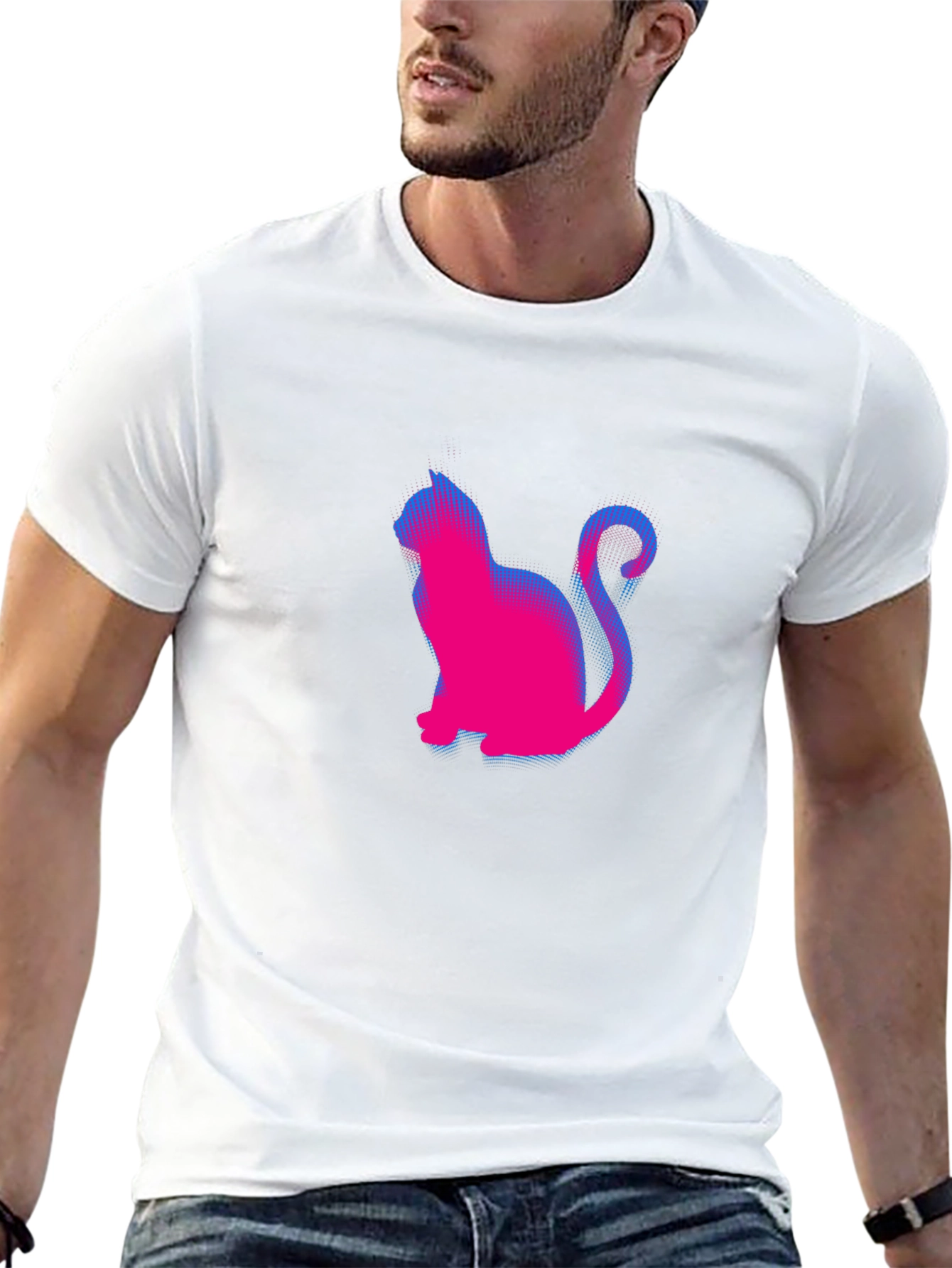 Retro Cat Graphic Tee - Classic Black Crewneck