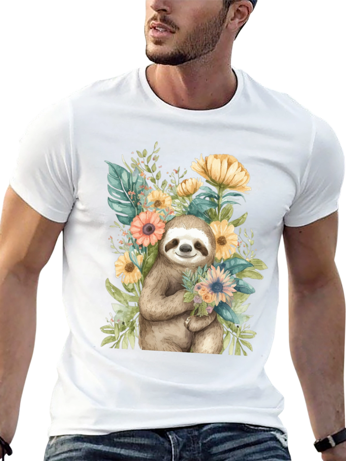 Sloth & Floral Graphic Tee