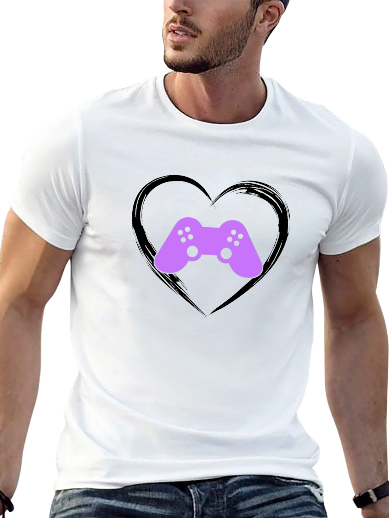 Gamer Heart T-Shirt - Black Casual Tee